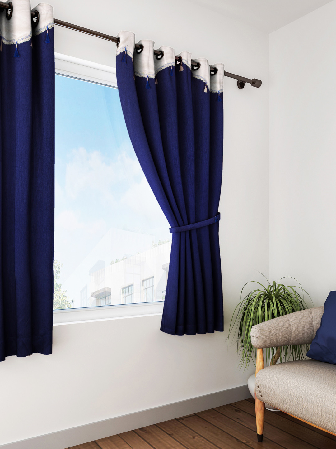 

Cortina Blue Set of 2 Solid Window Curtains
