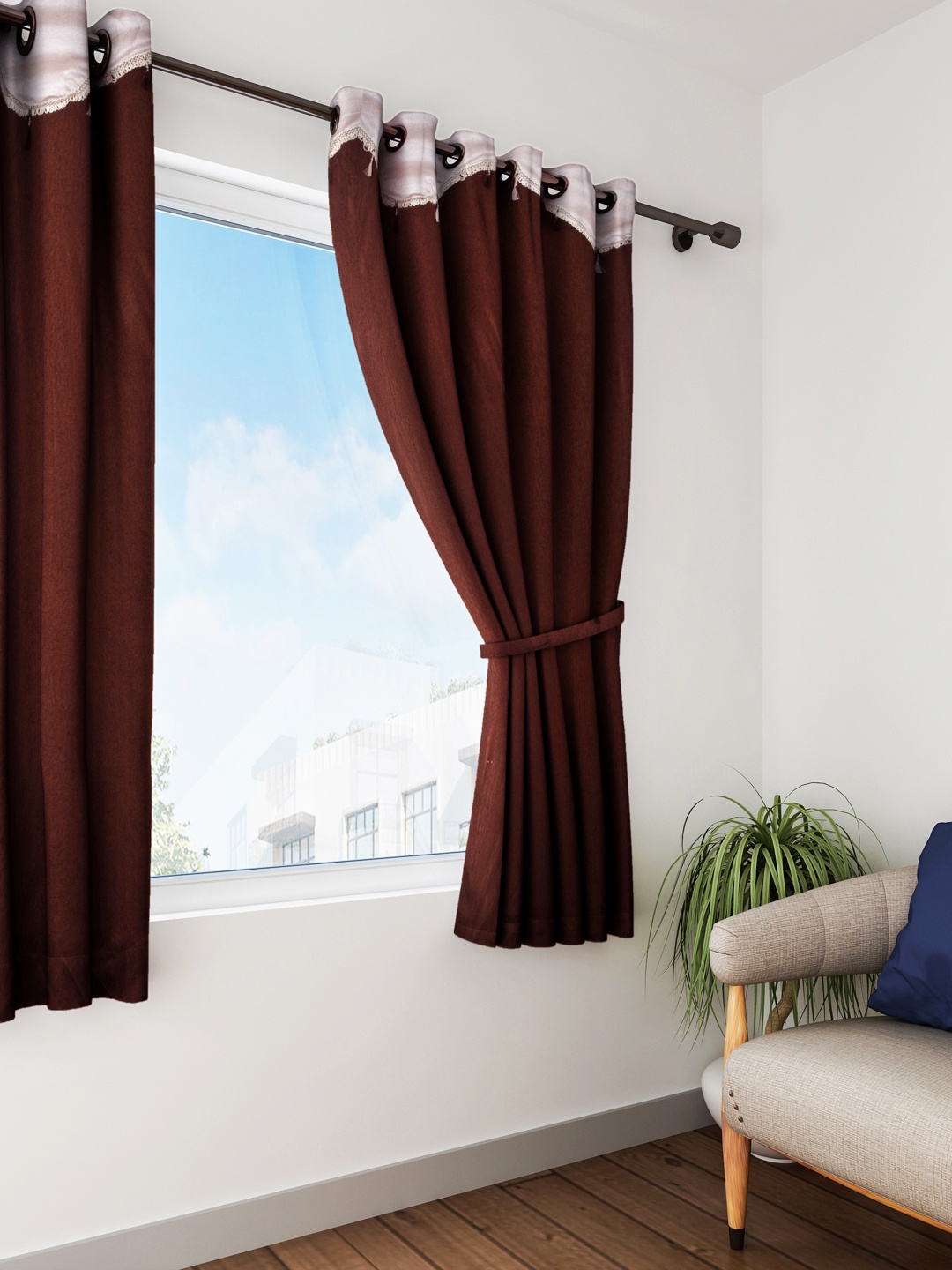 

Cortina Brown Single Solid Window Curtain
