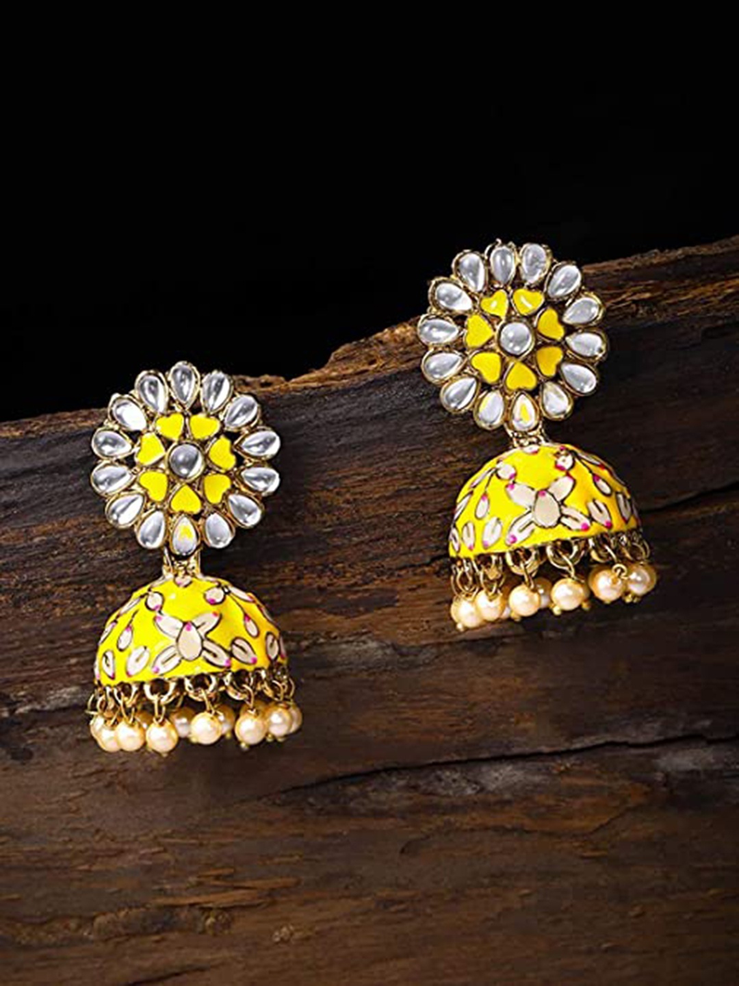 

MANATH Gold-Plated Dome Shaped Beaded Jhumkas