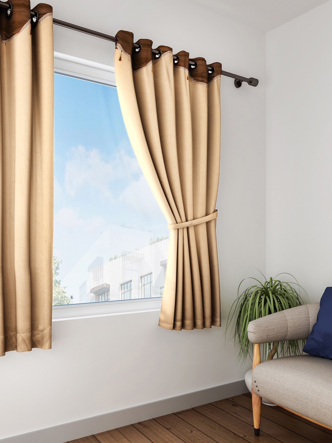 

Cortina Beige Set of 2 Solid Window Curtains