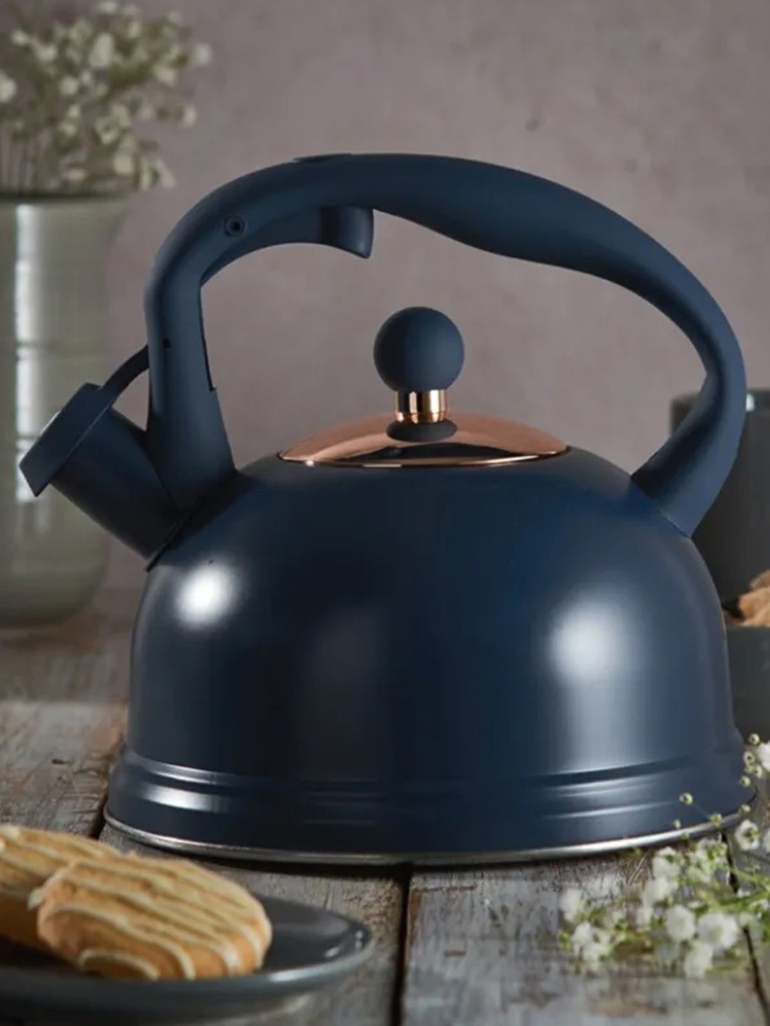 

TYPHOON Navy Blue Stainless Steel Glossy Stove Top Kettle 1.8 L