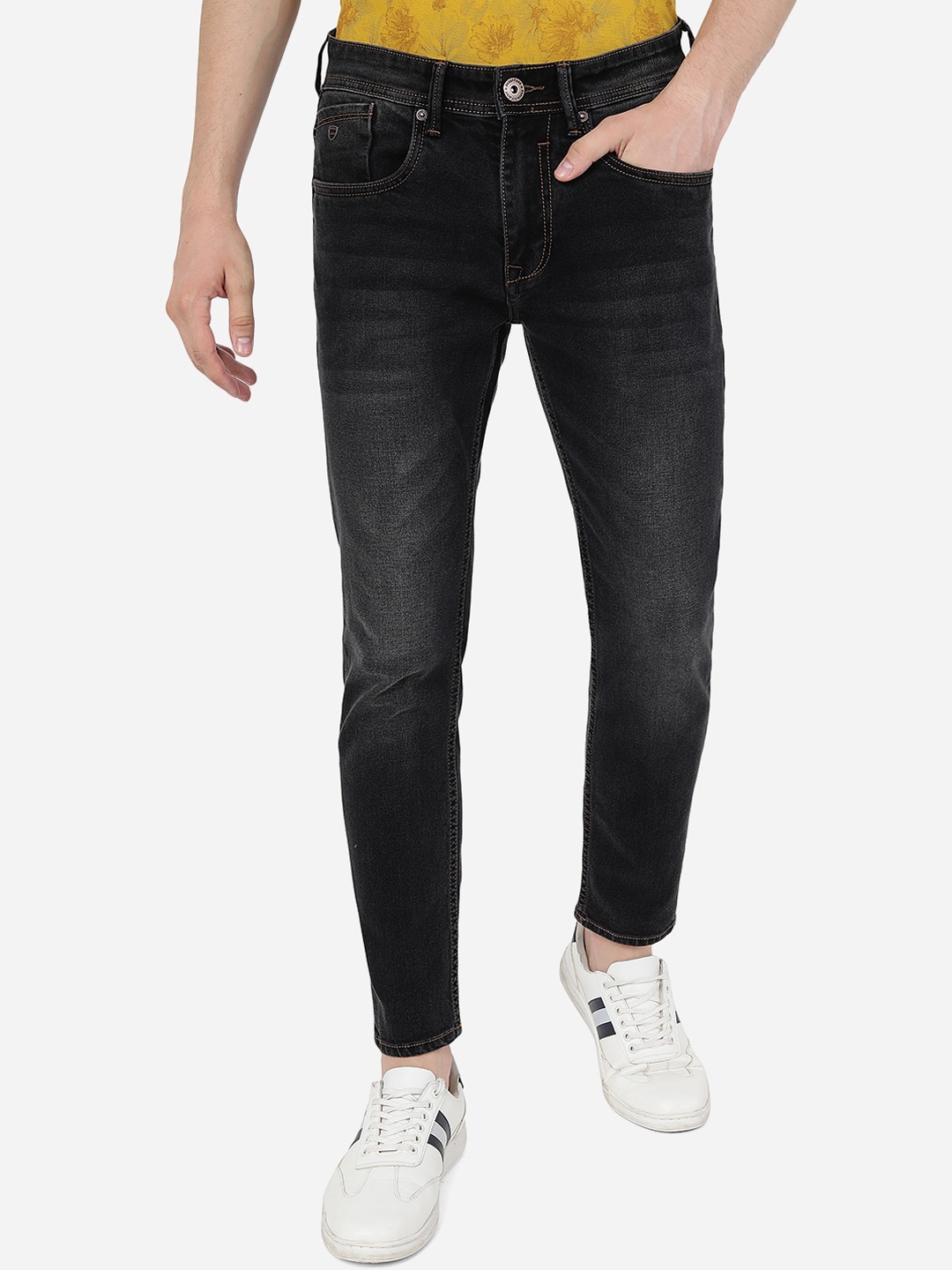 

Greenfibre Men Slim Fit Clean Look Heavy Fade Stretchable Whiskers Cotton Jeans, Grey