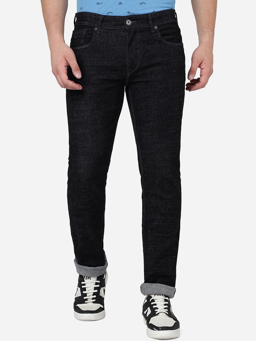 

Greenfibre Men Mid Rise Slim Fit Stretchable Cotton Jeans, Black