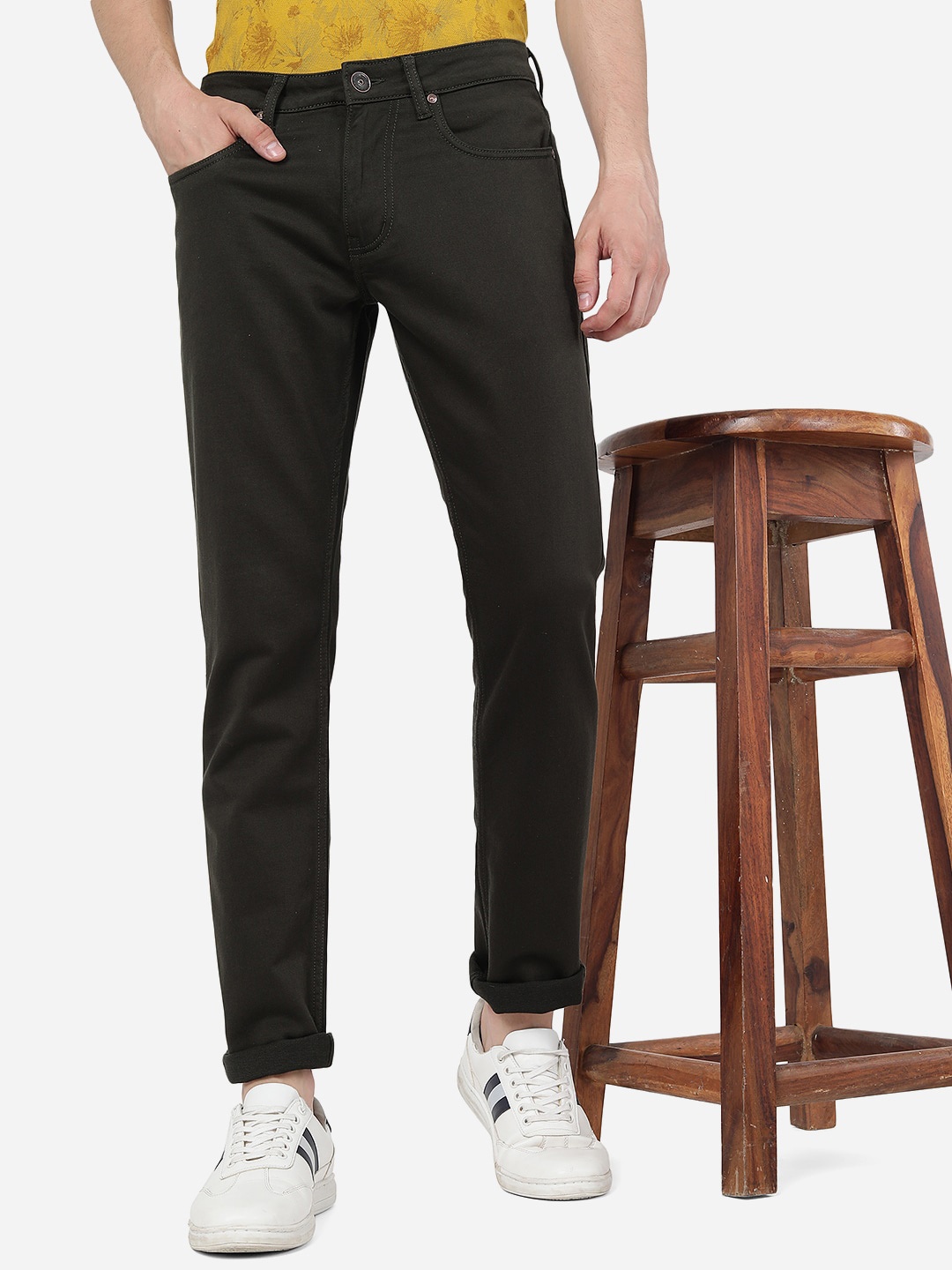 

JADE BLUE Men Mid-Rise Slim Fit Stretchable Jeans, Olive