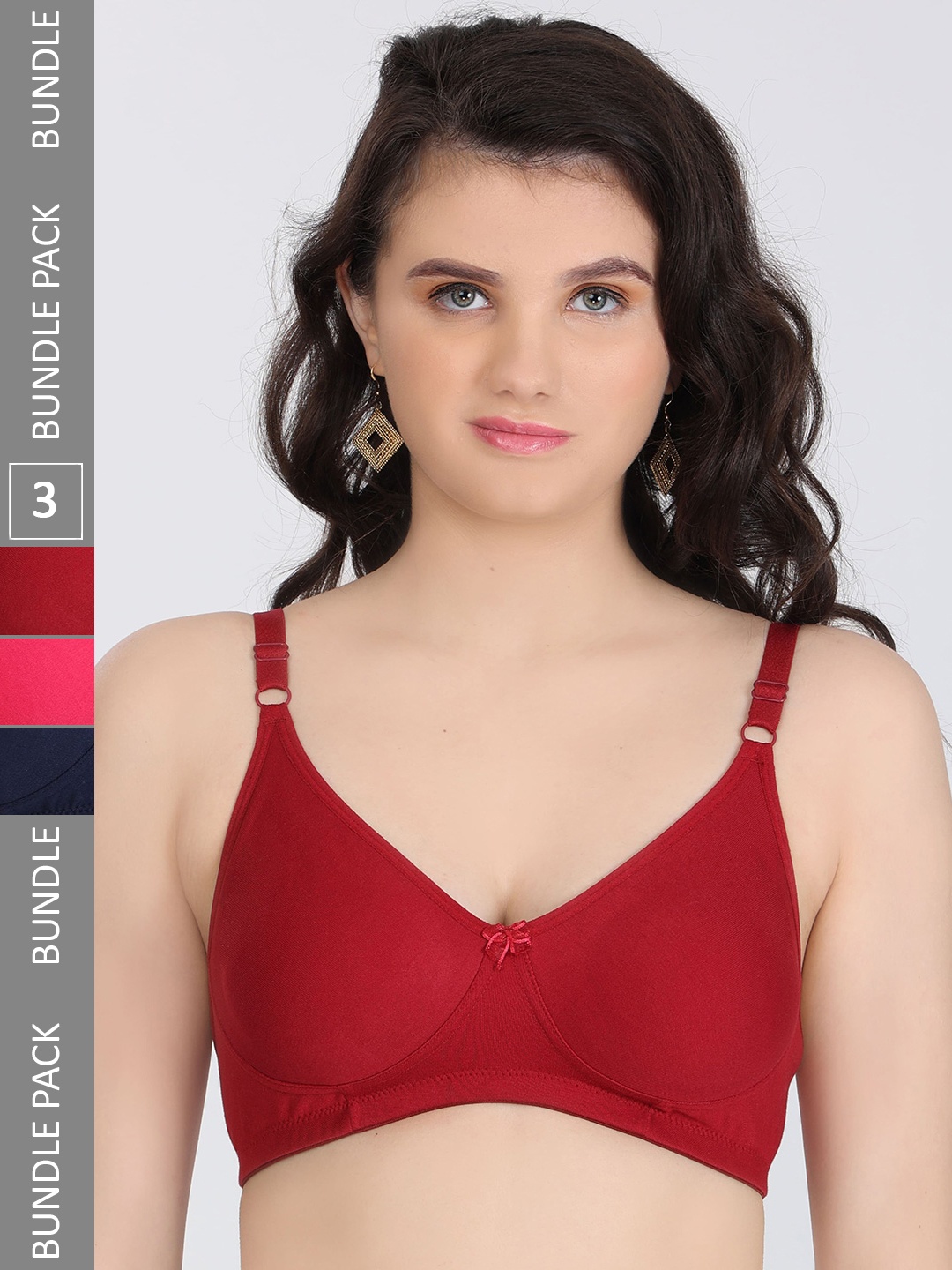 

Innocence Pack Of 3 Full Coverage All Day Comfort Seamless Everyday Bra, Maroon