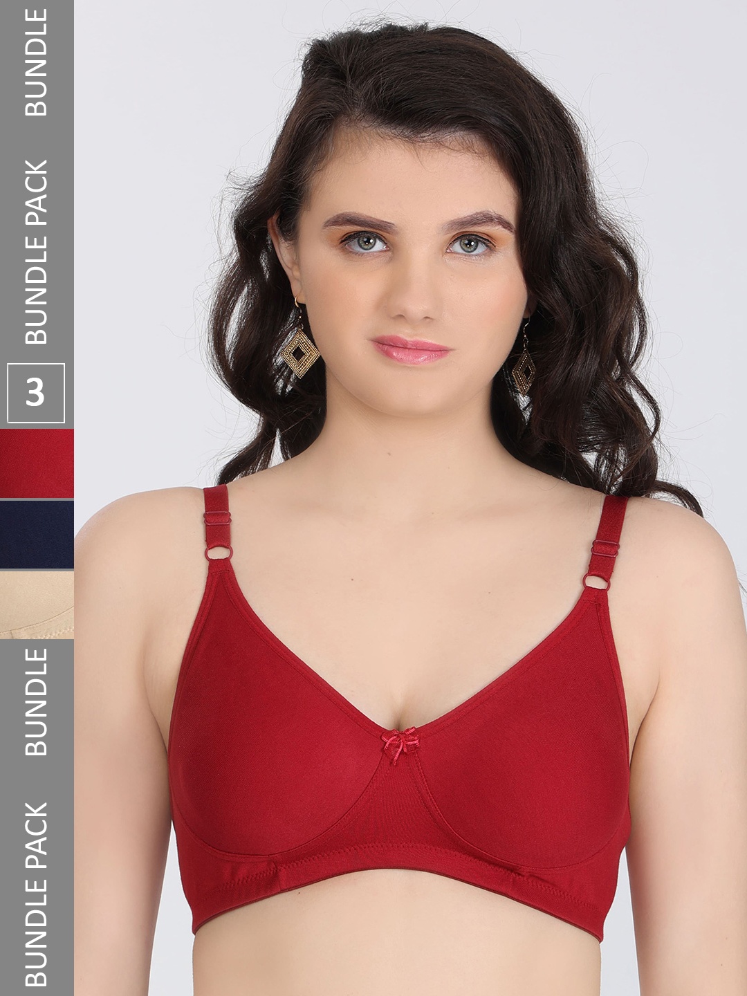 

Innocence Pack Of 3 Full Coverage All Day Comfort Seamless Everyday Bra, Maroon