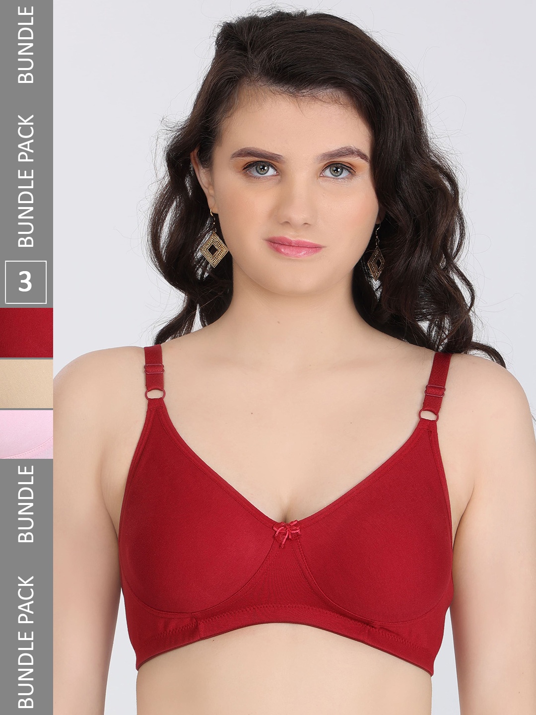 

Innocence Pack Of 3 Full Coverage All Day Comfort Seamless Everyday Bra, Maroon
