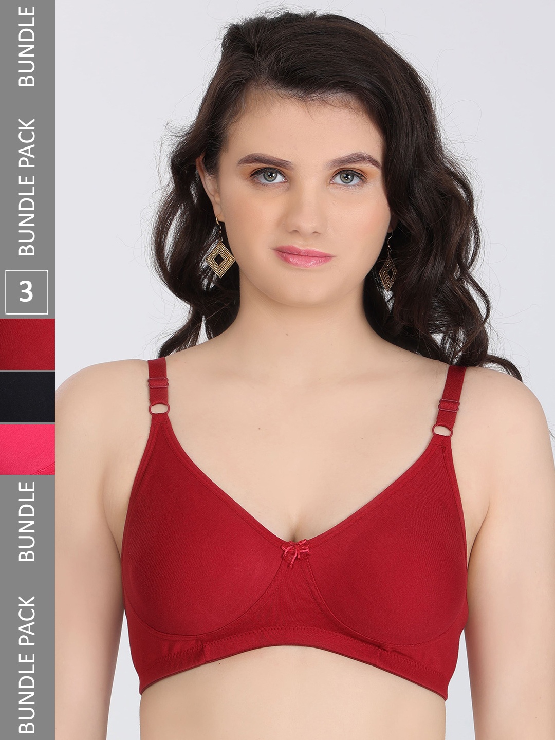 

Innocence Pack Of 3 Full Coverage All Day Comfort Seamless Everyday Bra, Maroon