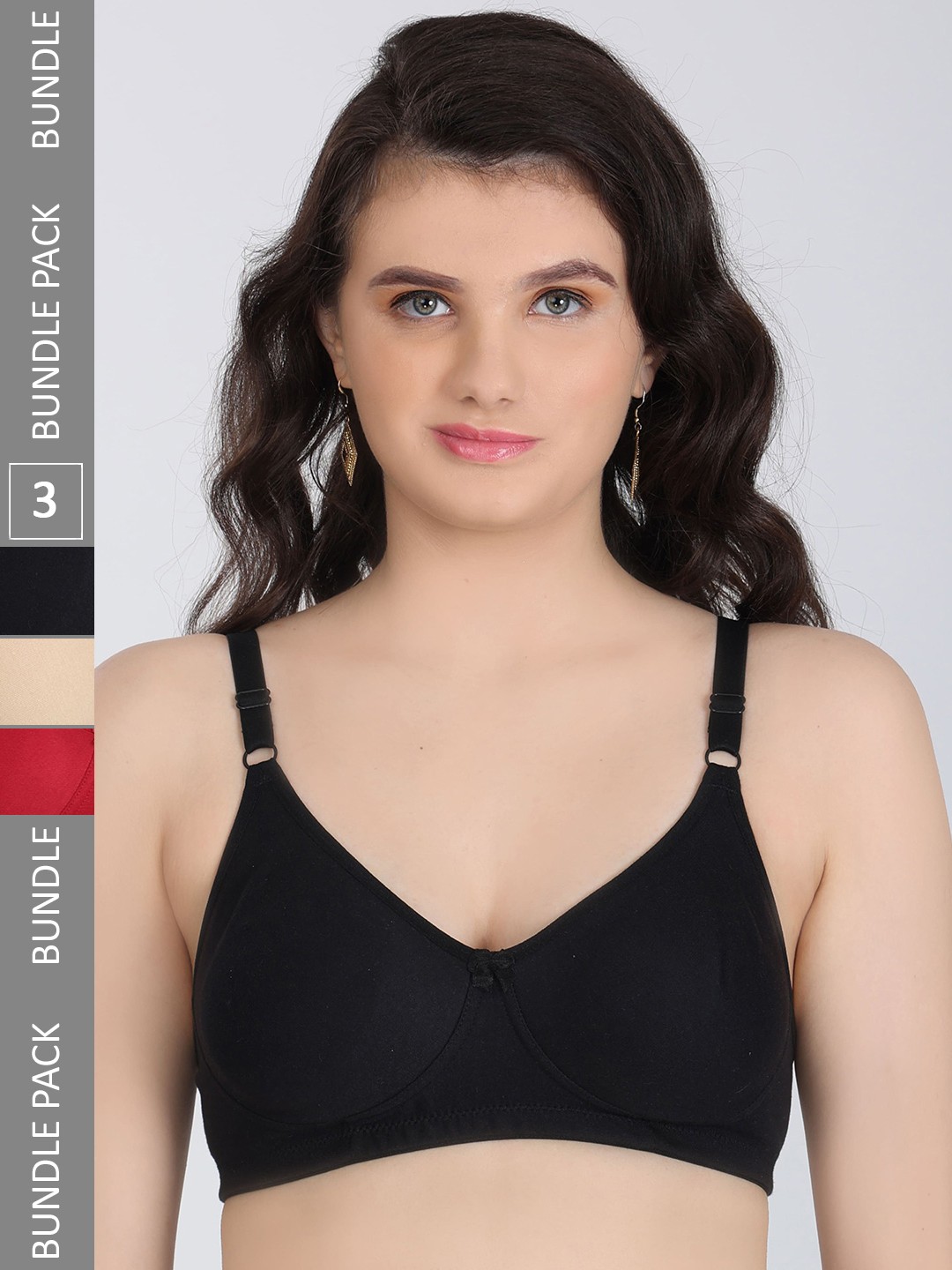 

Innocence Pack Of 3 Full Coverage All Day Comfort Seamless Everyday Bra, Black