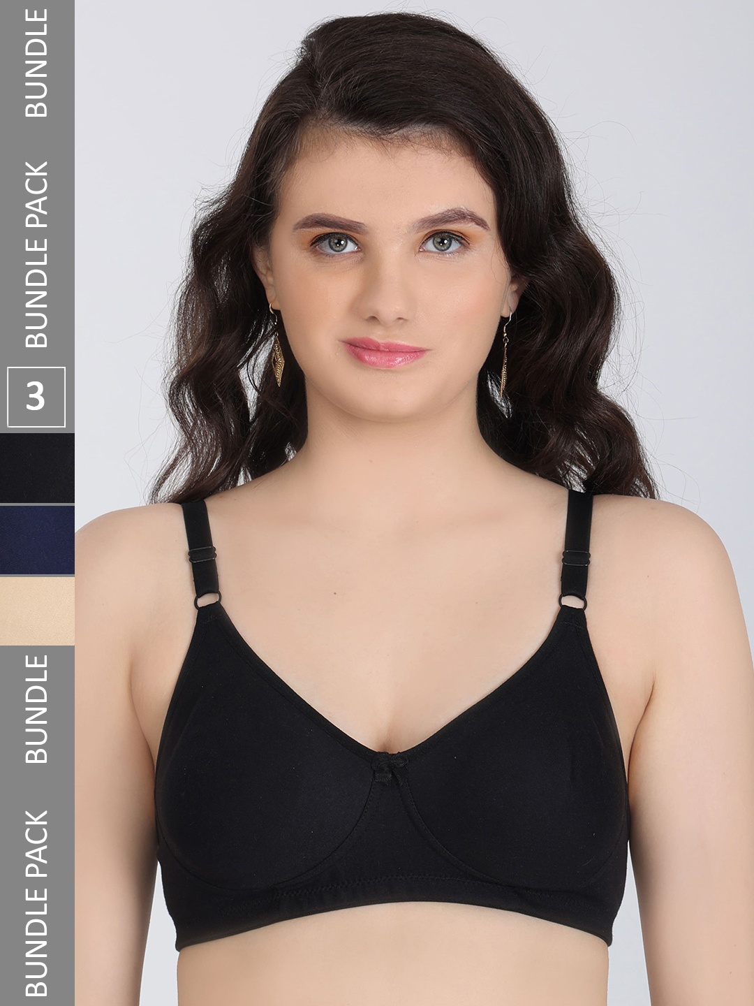

Innocence Pack Of 3 Full Coverage All Day Comfort Seamless Everyday Bra, Black