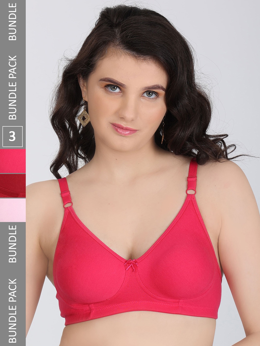 

Innocence Pack Of 3 Full Coverage All Day Comfort Seamless Everyday Bra, Fuchsia