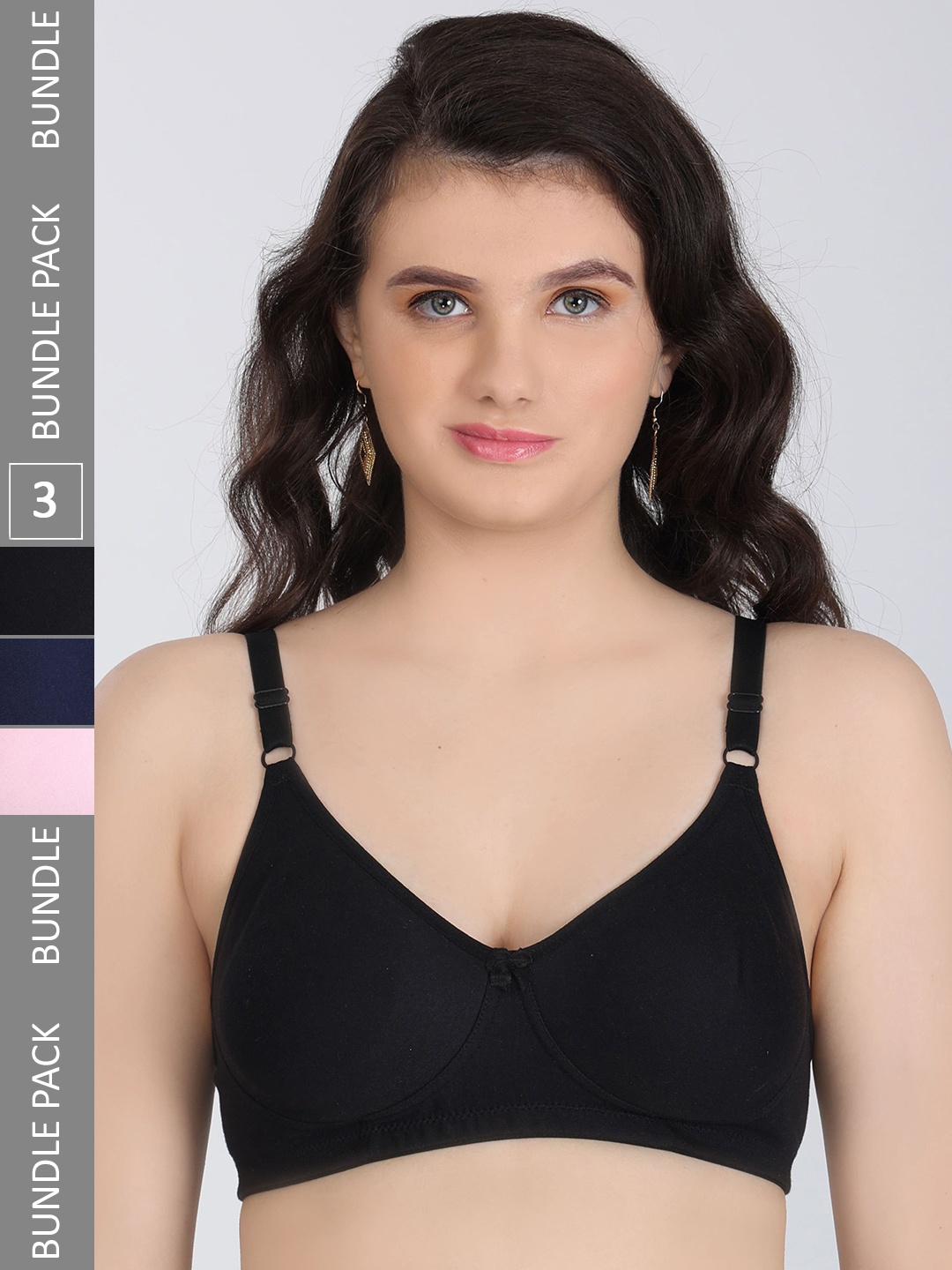 

Innocence Pack Of 3 Full Coverage All Day Comfort Seamless Everyday Bra, Navy blue