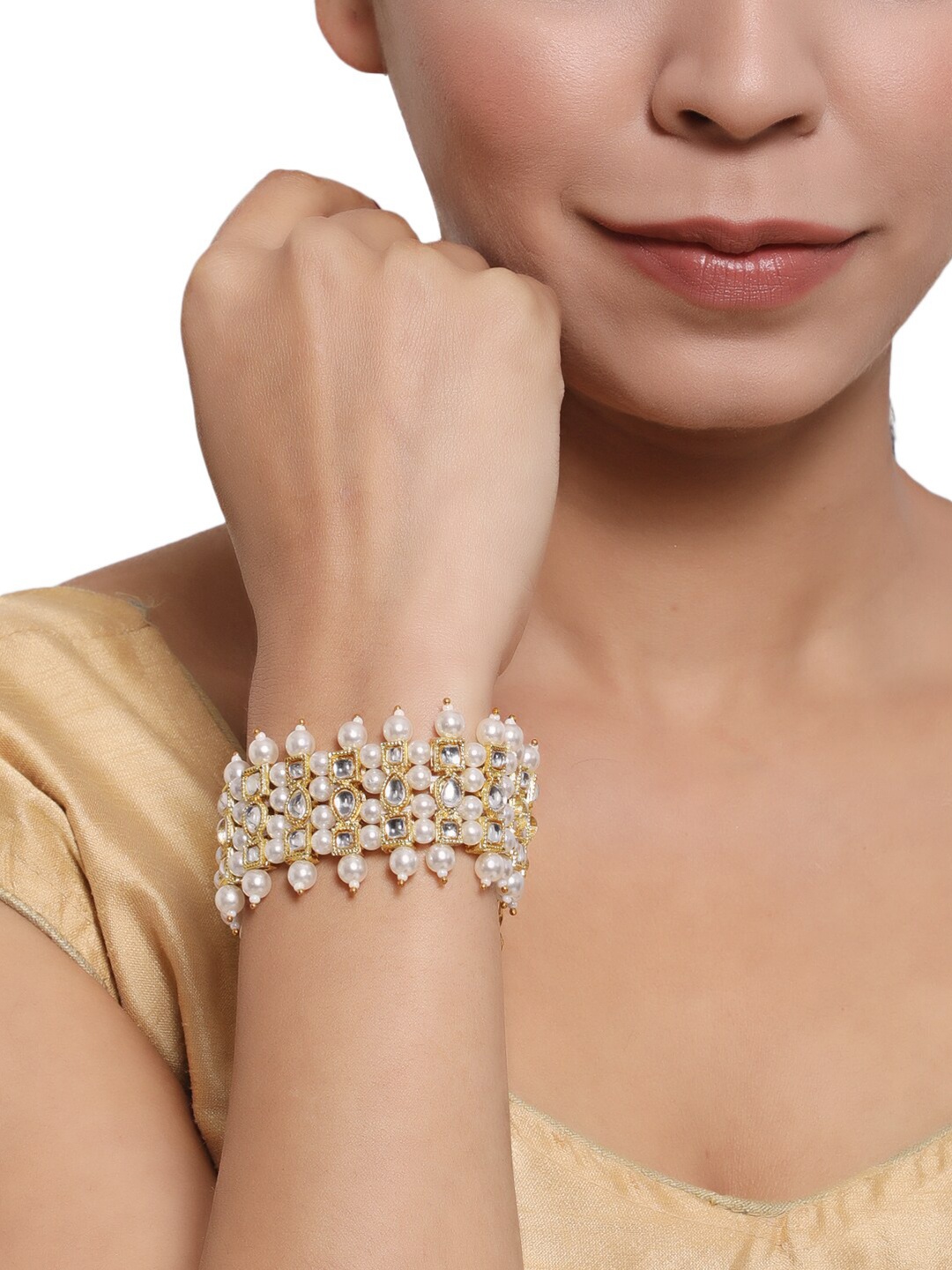 

Anouk Women Gold-Plated Beads & Stone Studded Wraparound Bracelet