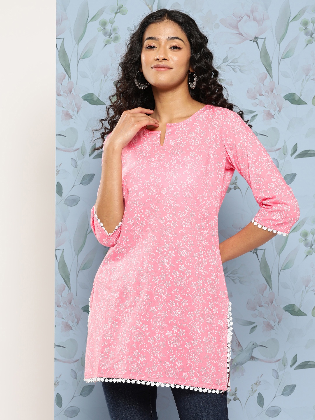 

Nayo Floral Printed Tunic, Pink