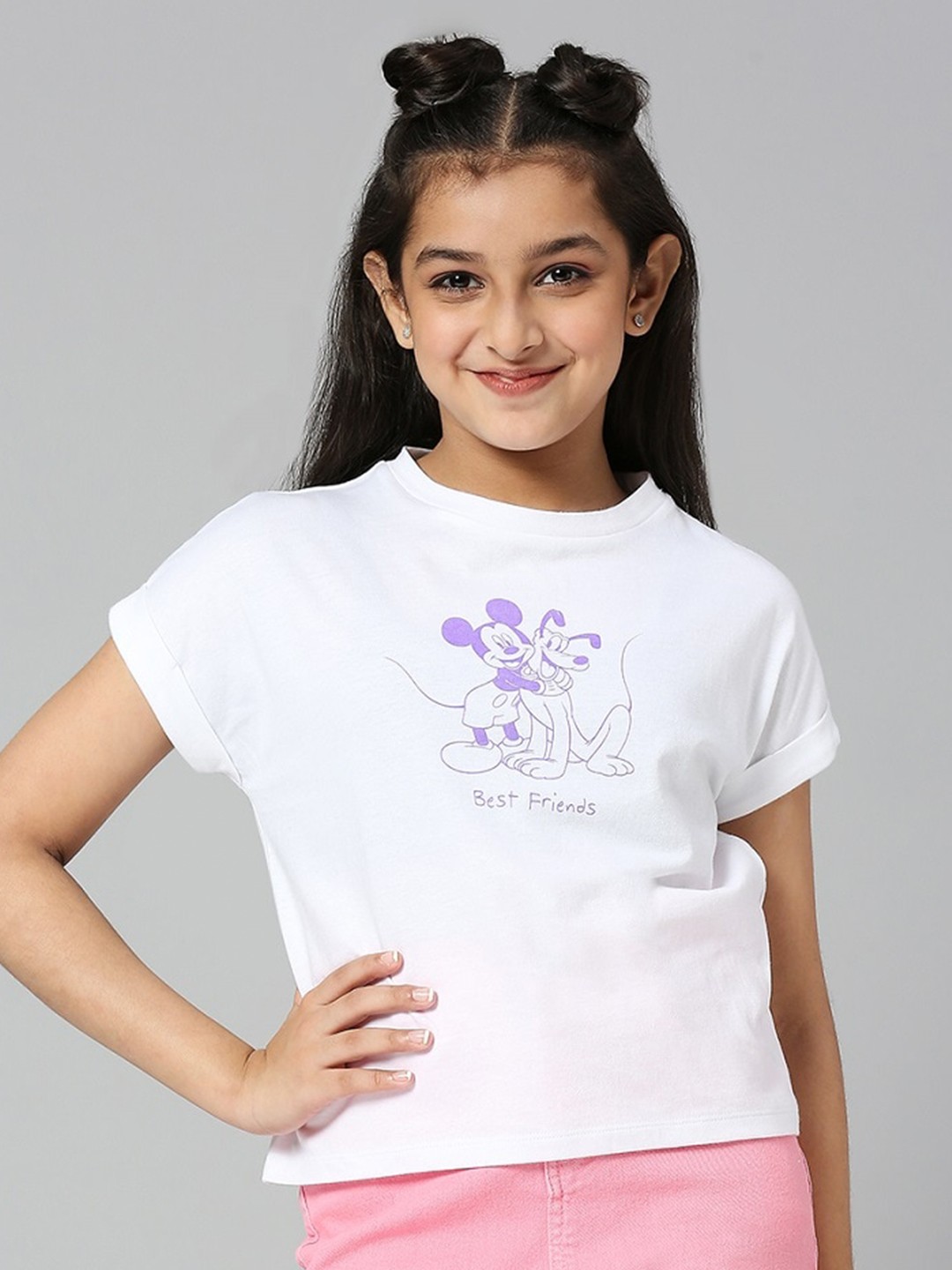 

JUSTICE White Print Cotton Top
