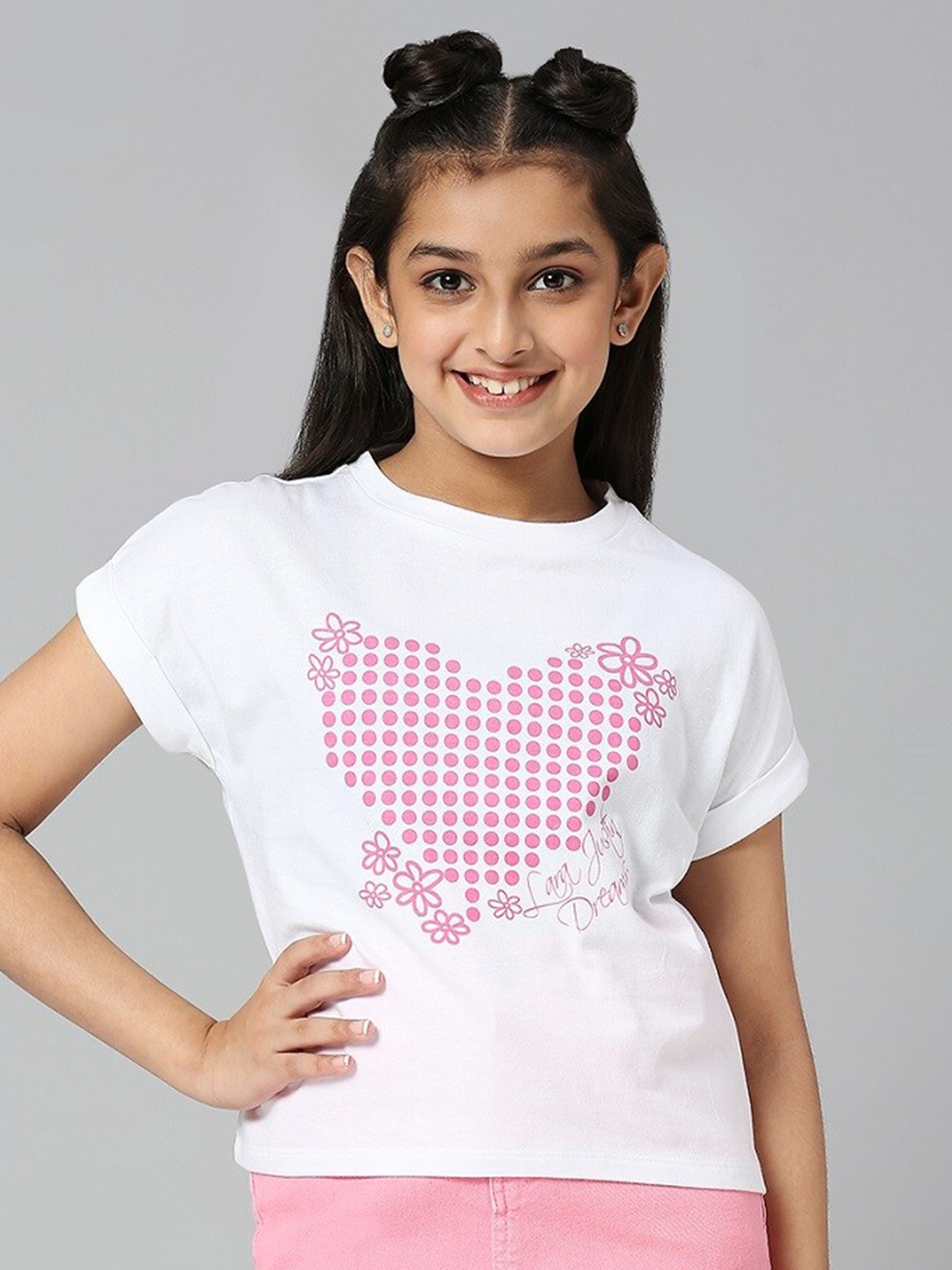 

JUSTICE White Print Cotton Top