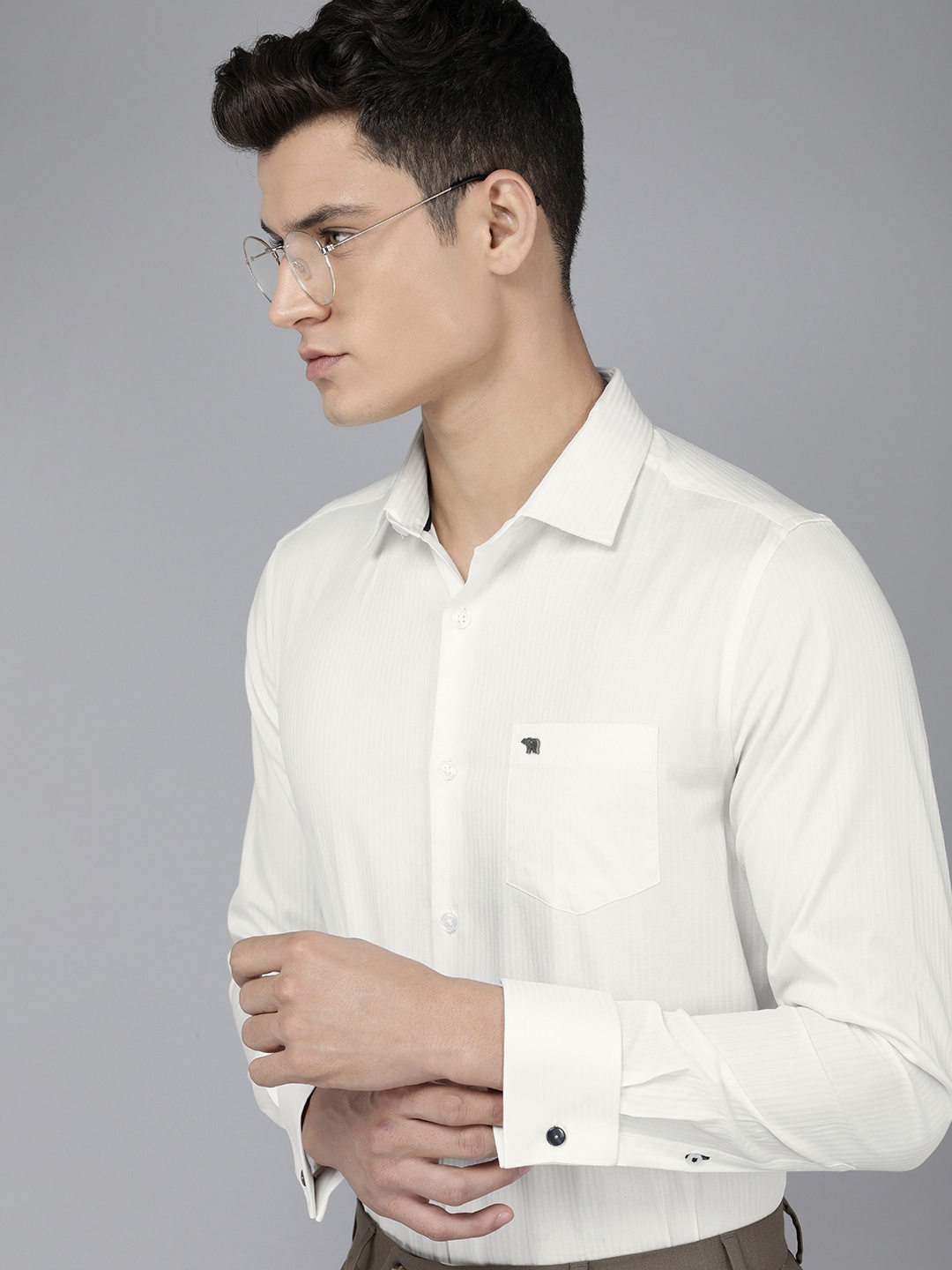 

THE BEAR HOUSE Slim Fit Opaque Formal Shirt, White