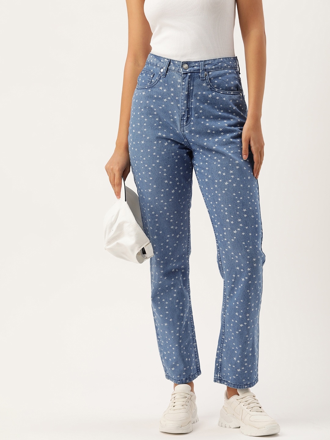 

Kook N Keech Women Blue Straight Fit High-Rise Printed Stretchable Jeans