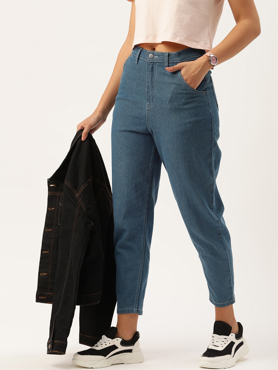 

Kook N Keech Women Mid-Rise Relaxed Fit Stretchable Jeans, Blue