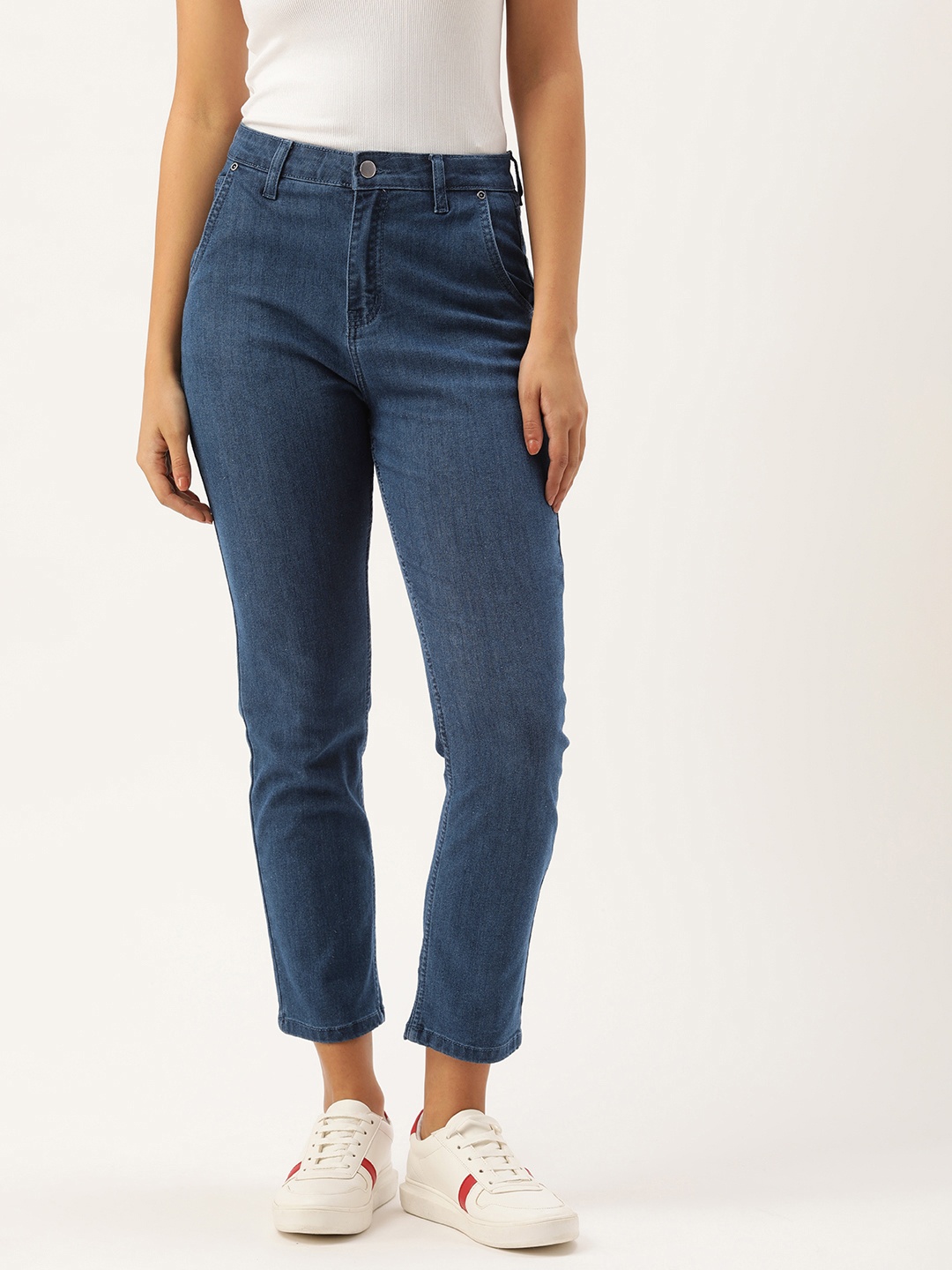 

Kook N Keech Women Blue Straight Fit High-Rise Stretchable Jeans