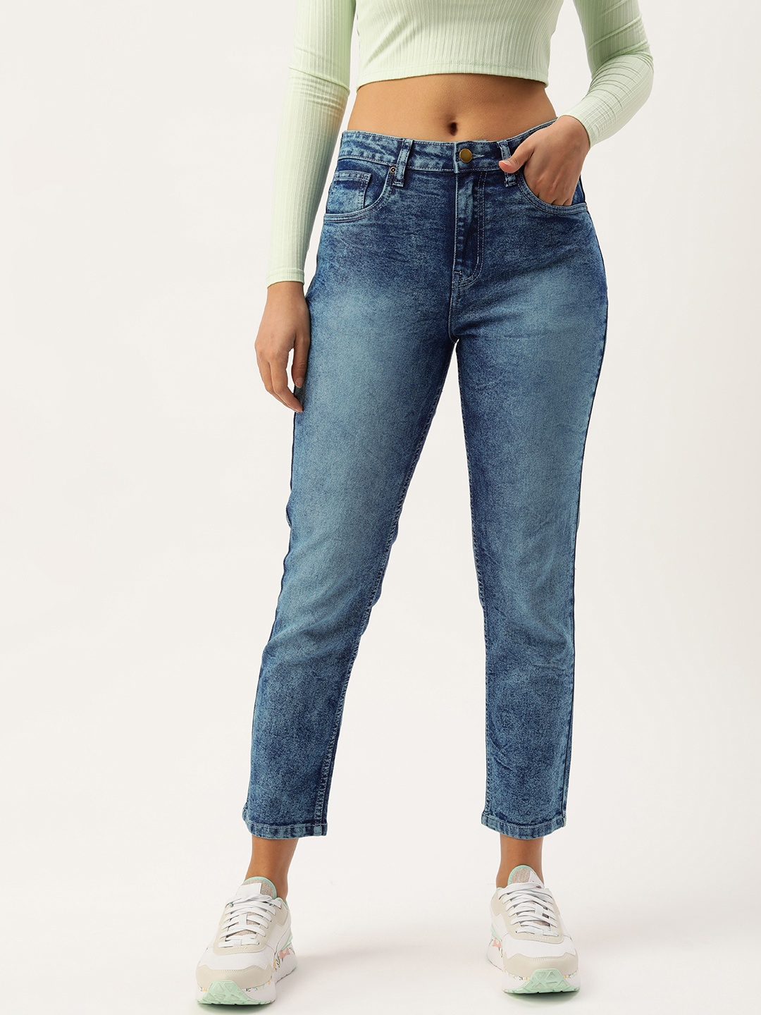 

Kook N Keech Women Blue Straight Fit Light Fade Stretchable Jeans