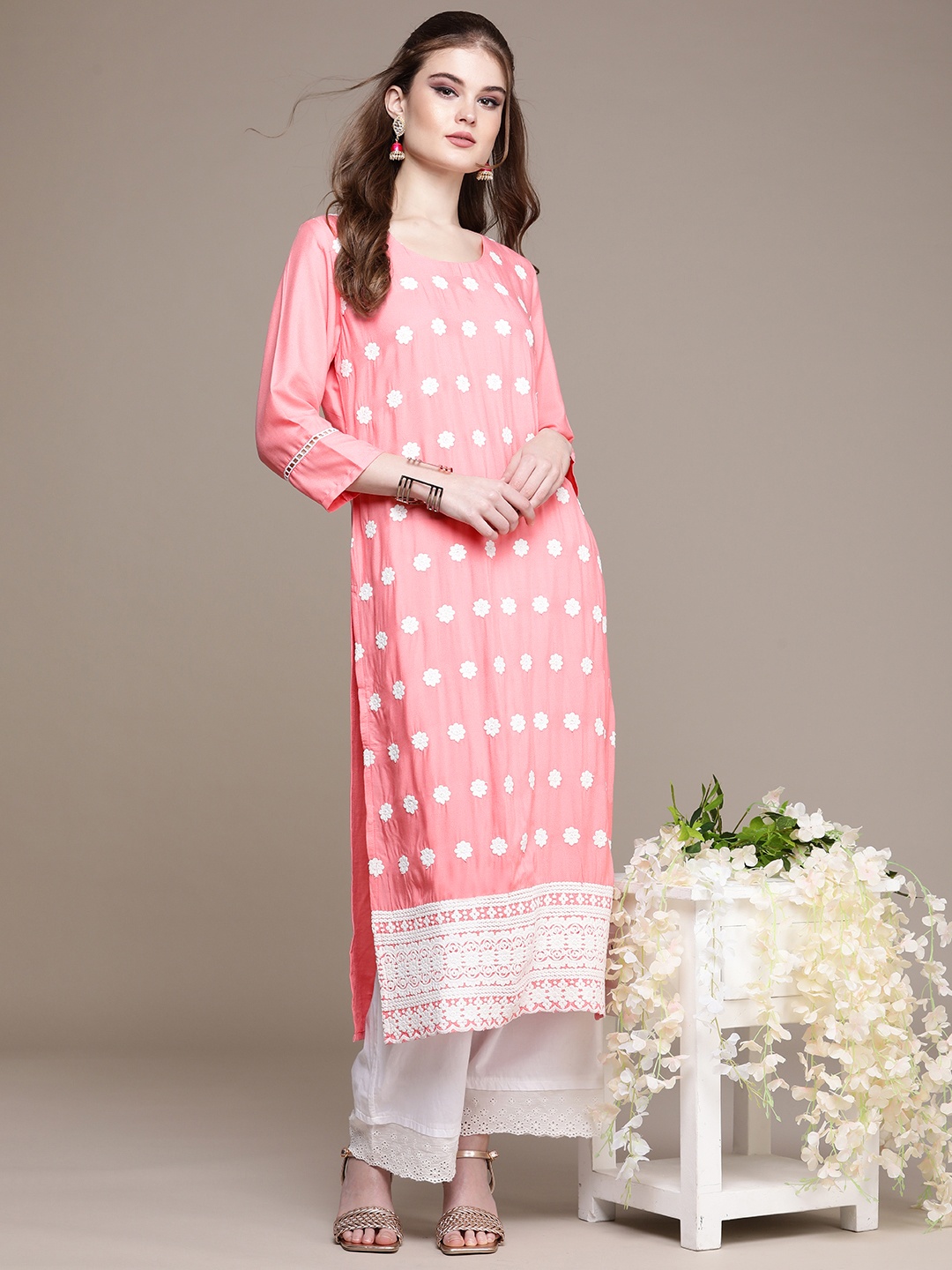 

Anouk Ethnic Motifs Printed Kurta, Pink