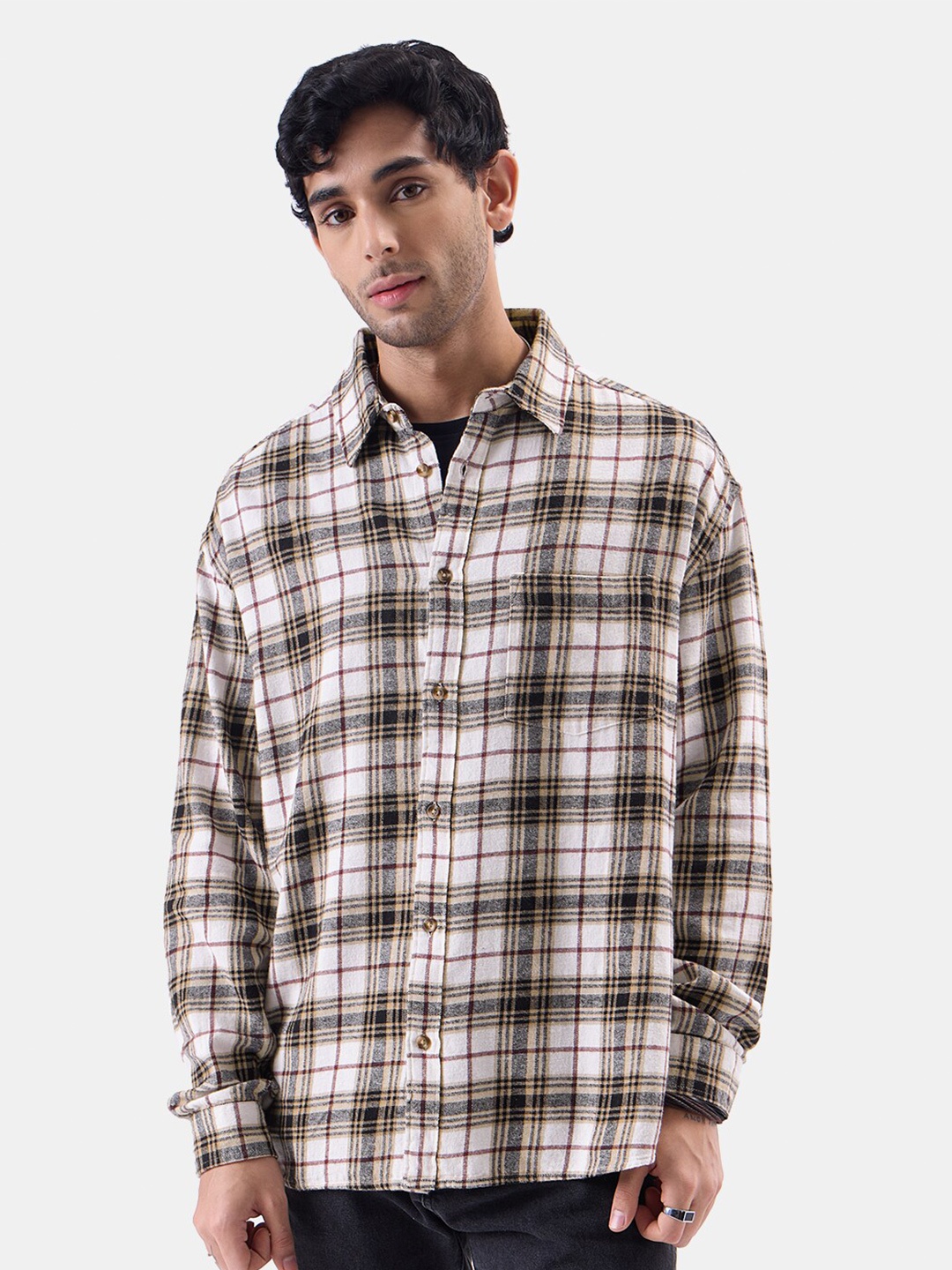 

The Souled Store Men Brown & Cream Relaxed Tartan Checks Opaque Pure Cotton Casual Shirt