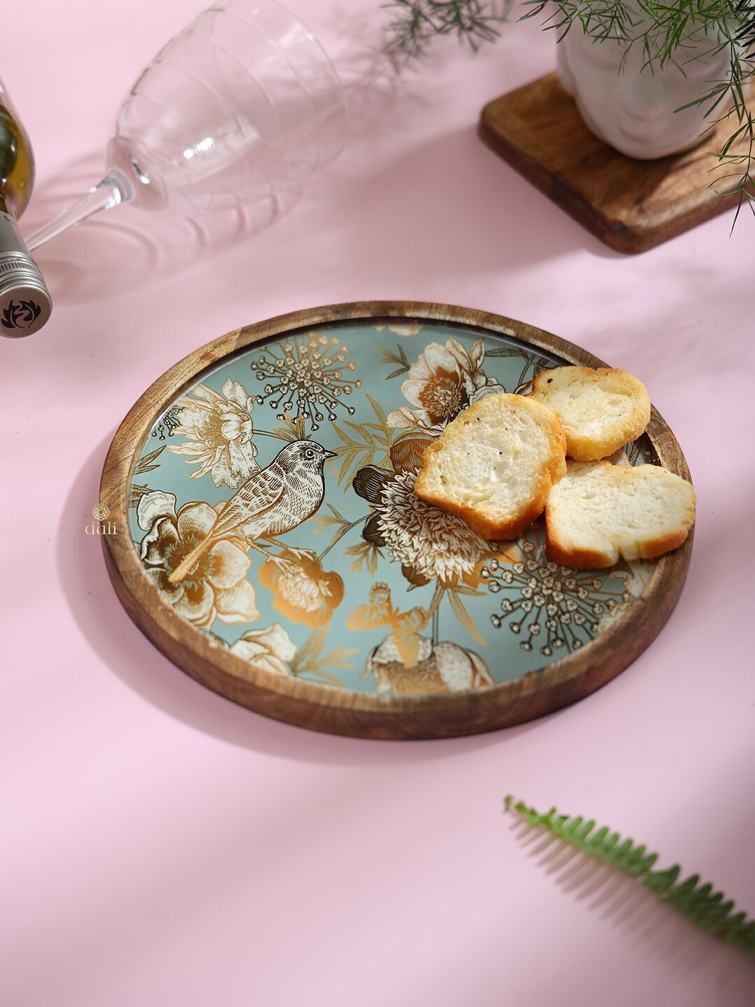 

DULI Blue & Black Textured Round Serving Tray