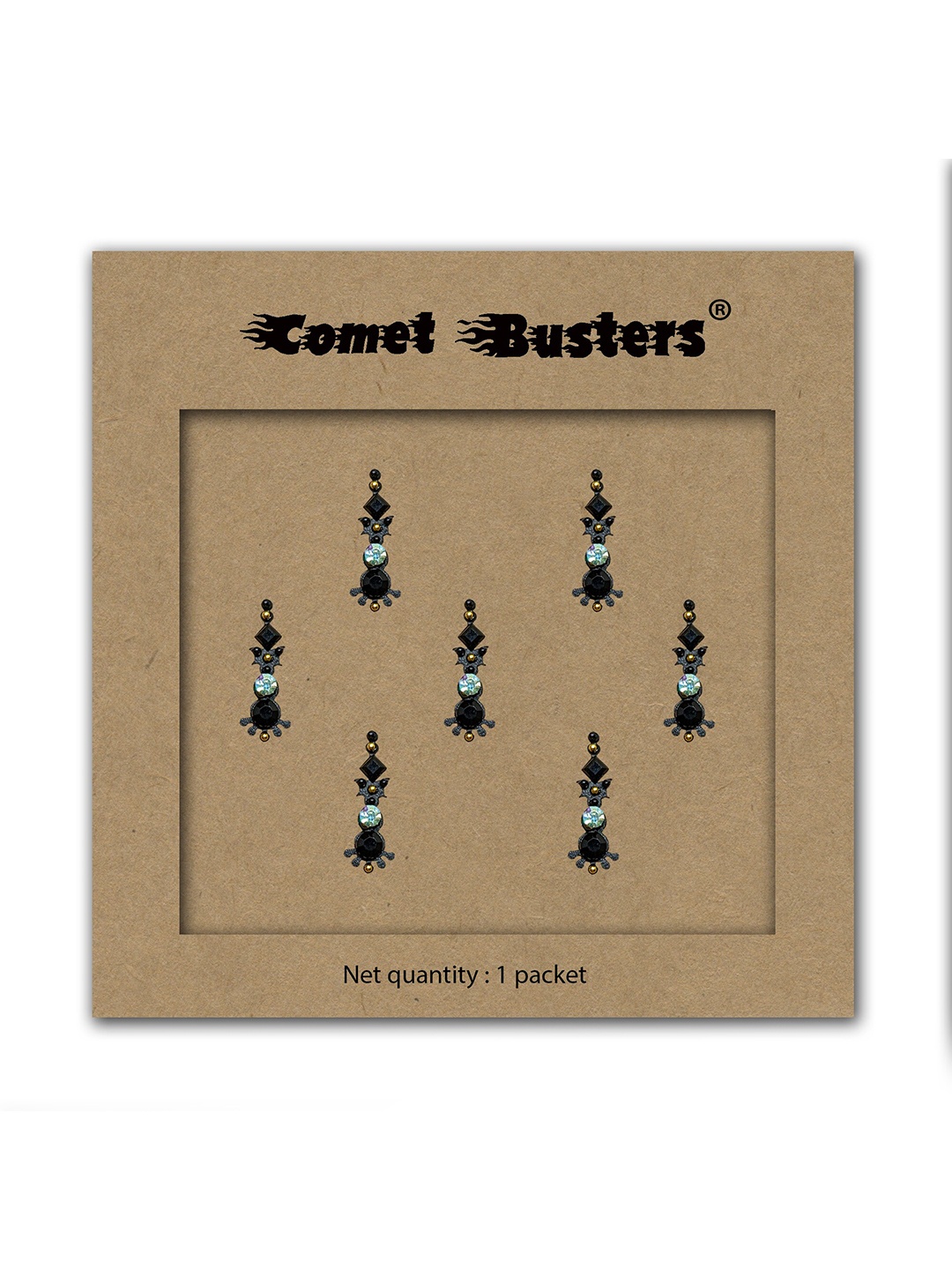 

Comet Busters Set of 7 Stone Studded Bindis - Black & Blue