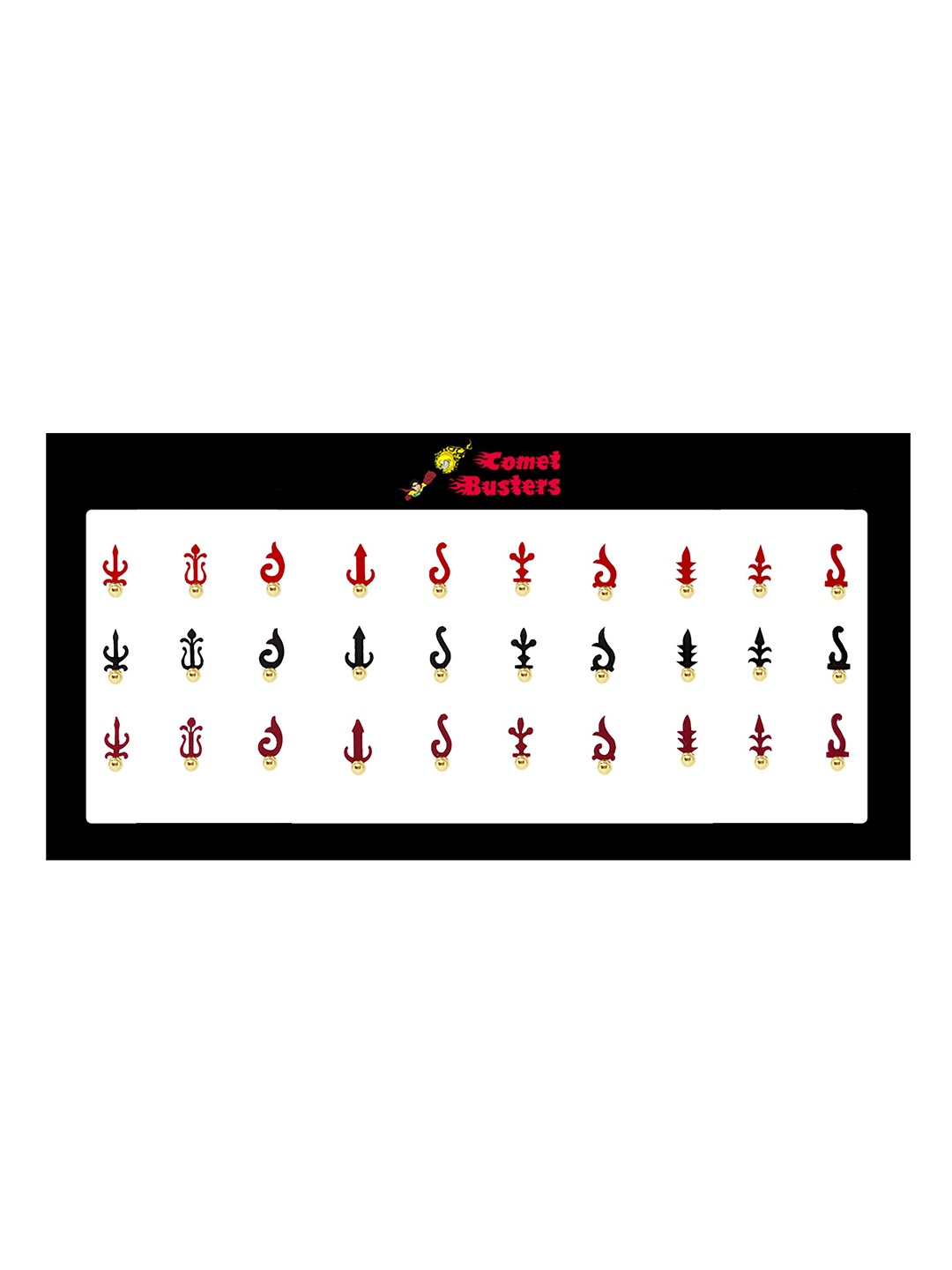 

Comet Busters 30 Pcs Reusable Designer Bindis - Red & Black