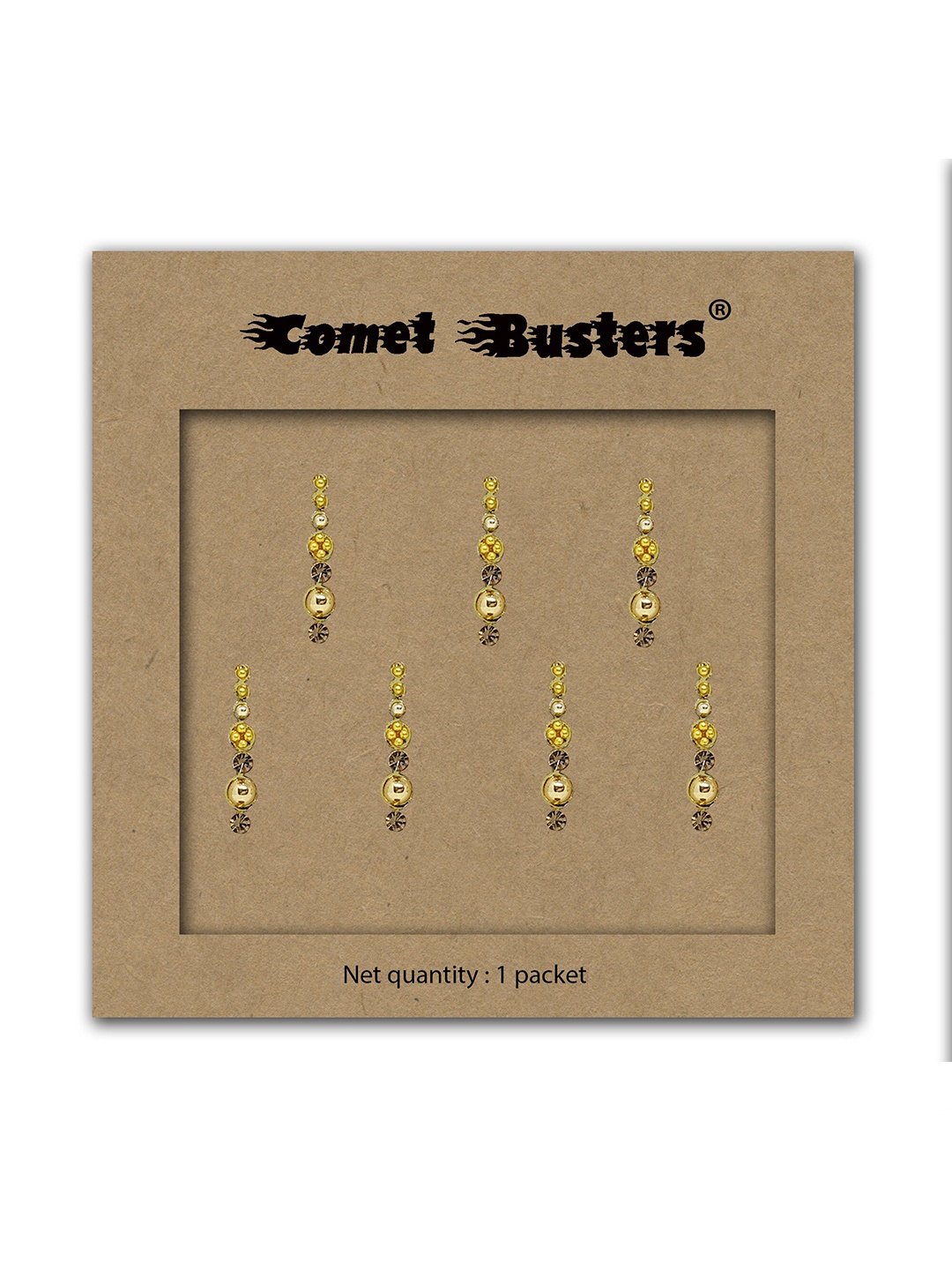 

Comet Busters 7 Pcs Embellished Reusable Designer Bindis - Gold-Toned