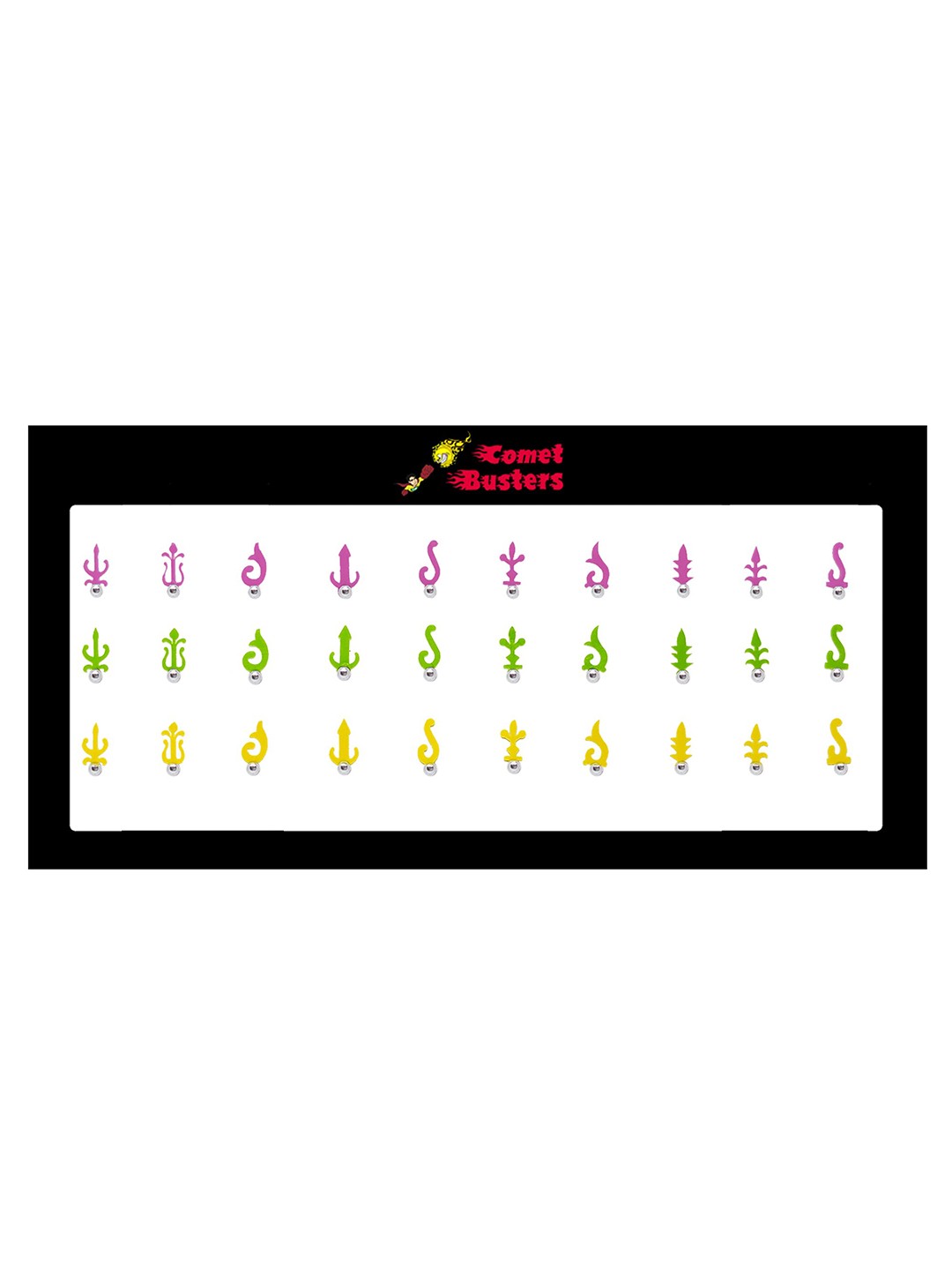 

Comet Busters Multicoloured Reusable Designer Bindis - 30 Pcs, Multi