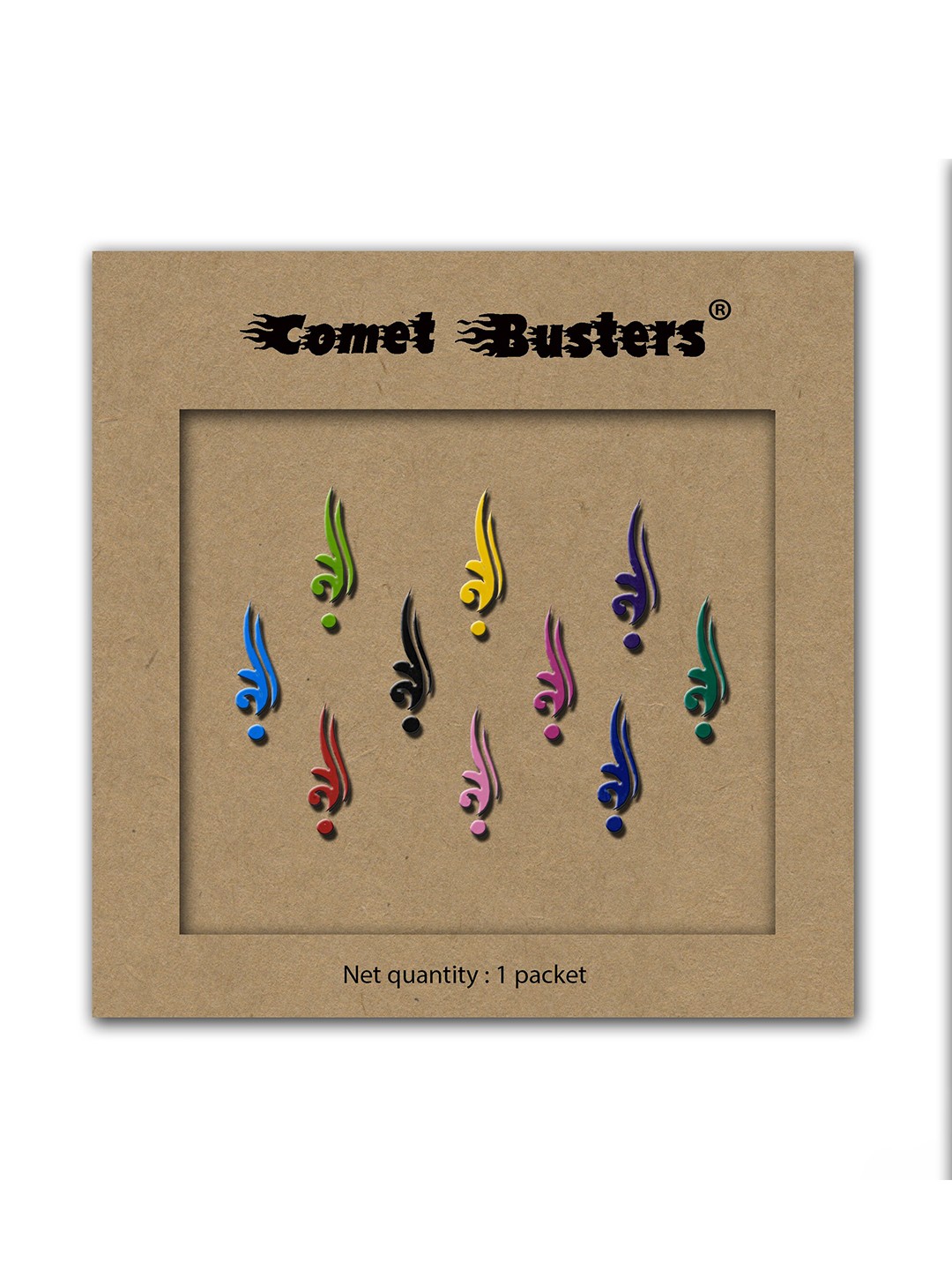 

Comet Busters Multicoloured Reusable Designer Bindis - 10 Pcs, Multi