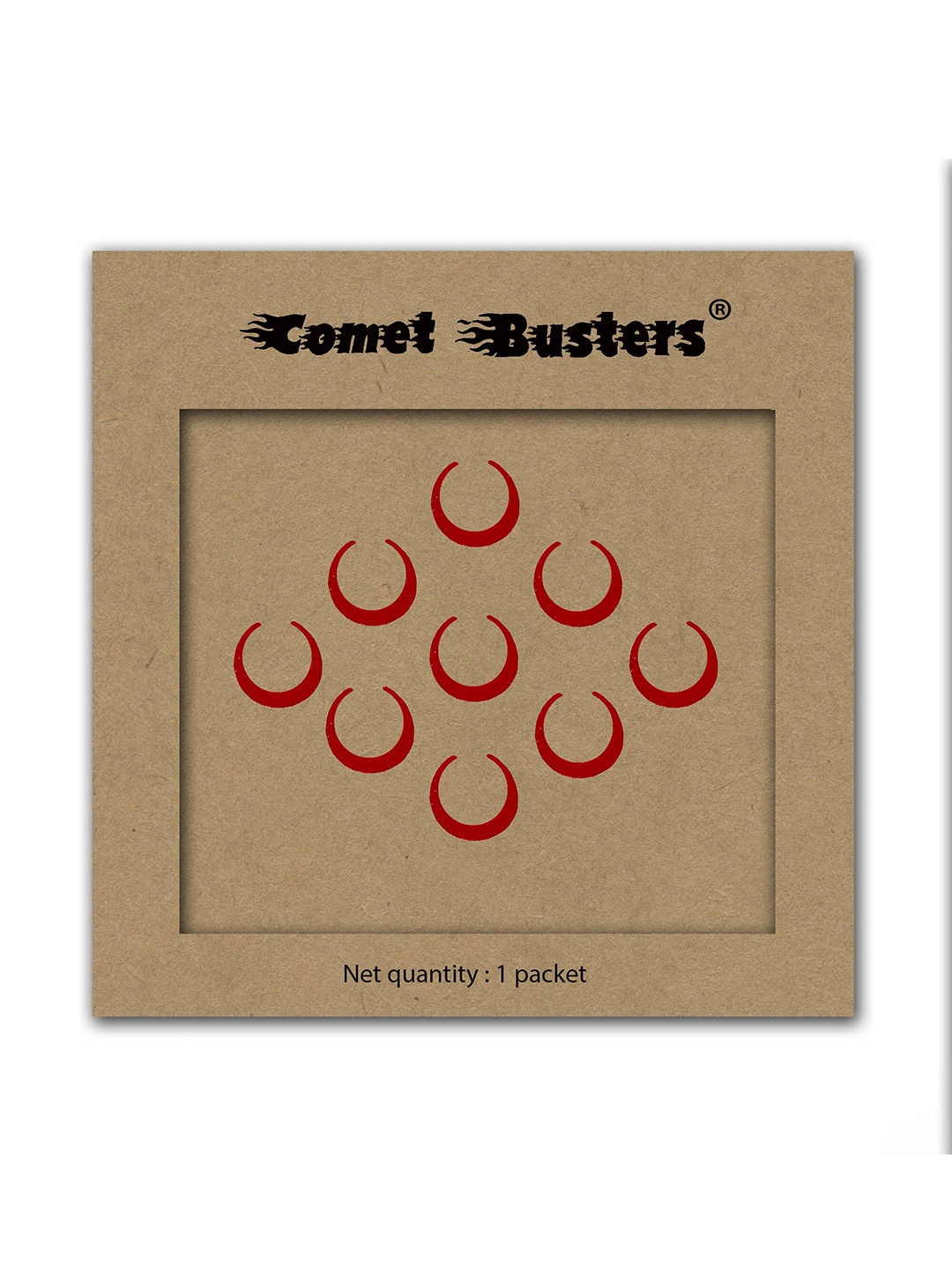 

Comet Busters Red Crescent Shaped Reusable Designer Bindis - 9 Pcs