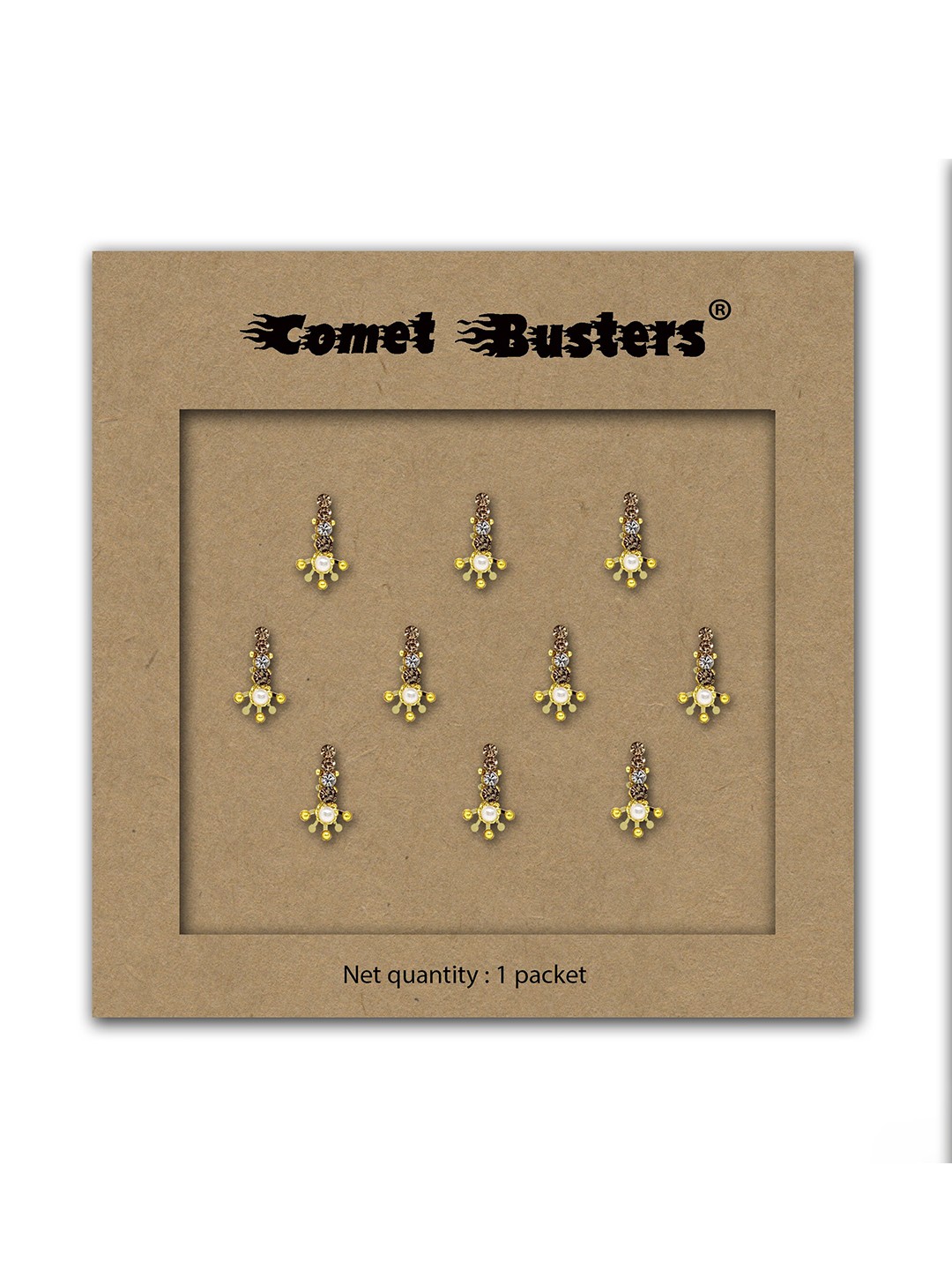 

Comet Busters Gold-Toned Embellished Traditional Designer Bindis - 10 Pcs