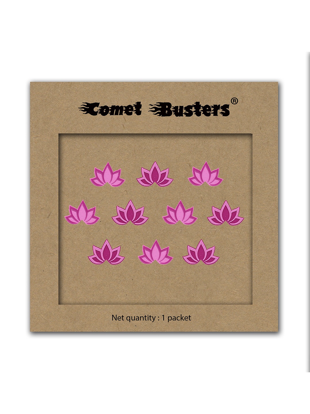 

Comet Busters Pink Lotus Shaped Traditional Designer Bindis - 10 Pcs