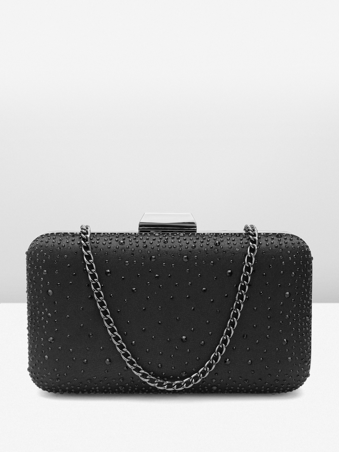 

DOROTHY PERKINS Embellished Box Clutch with Detachable Sling Strap, Black