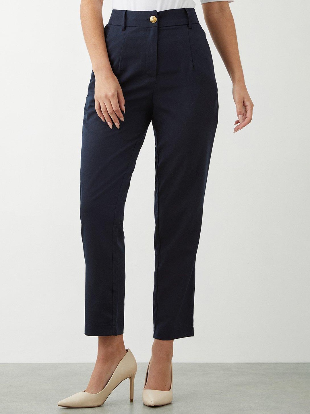 

DOROTHY PERKINS Women Slim Fit High-Rise Formal Trousers, Navy blue