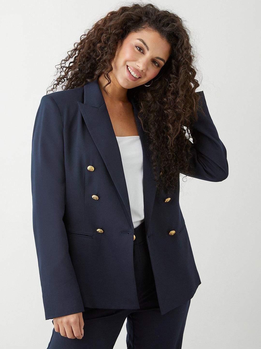 

DOROTHY PERKINS Women Double-Breasted Blazer, Navy blue