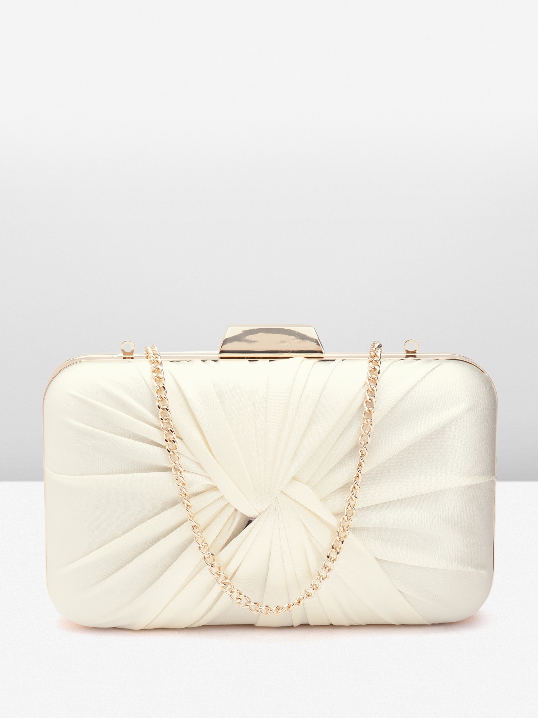 

DOROTHY PERKINS Twisted Detail Satin Box Clutch with Detachable Sling Strap, Cream