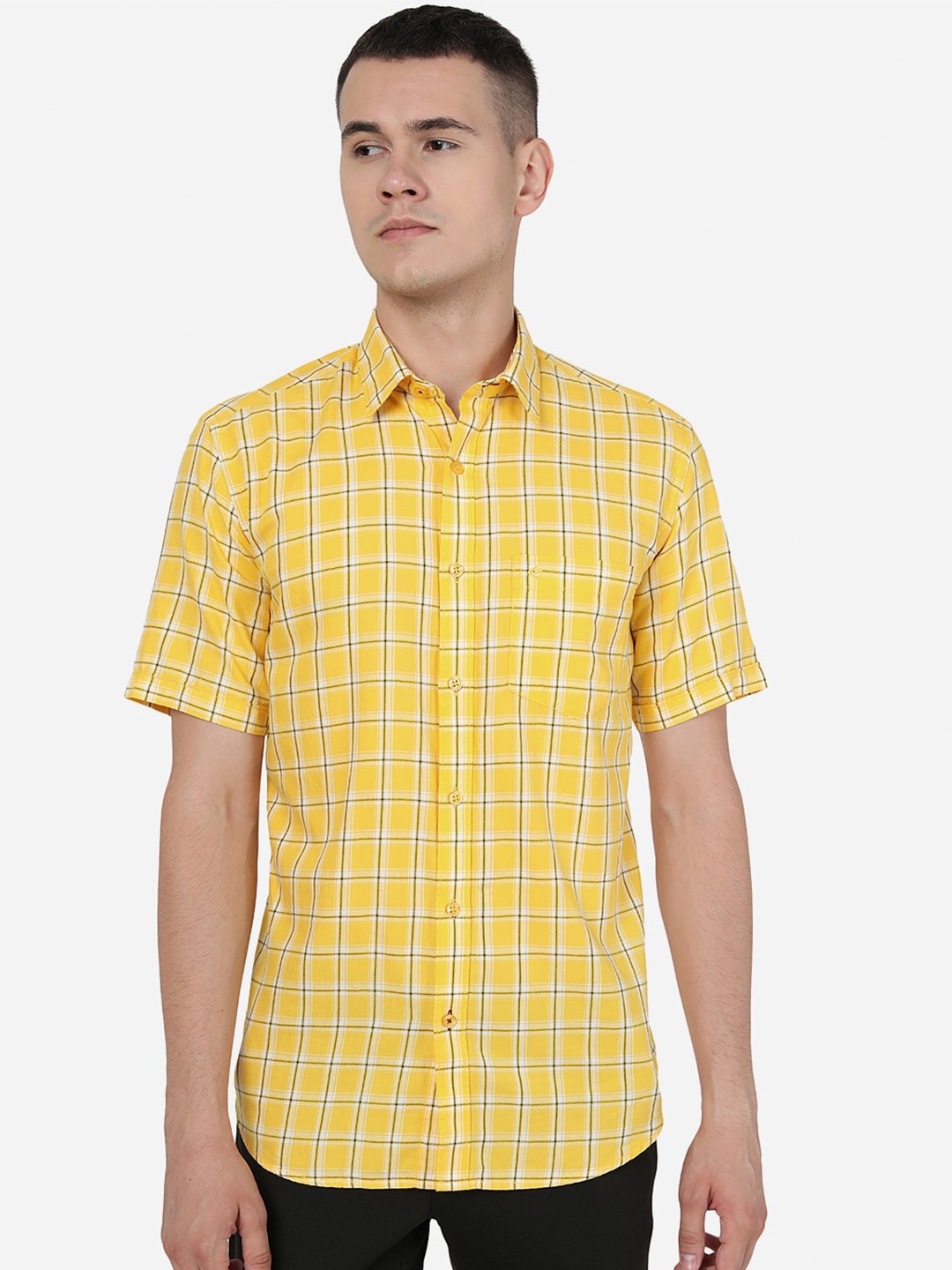 

Greenfibre Smart Fit Checked Pure Cotton Casual Shirt, Yellow