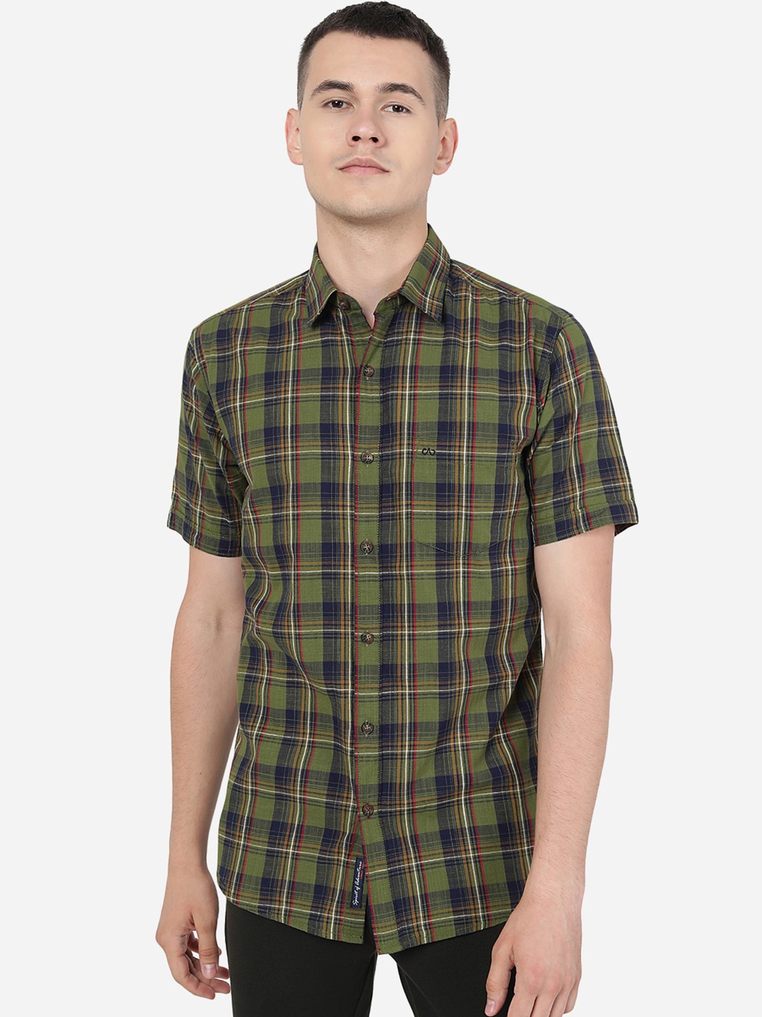 

JADE BLUE Checked Slim Fit Cotton Casual Shirt, Green