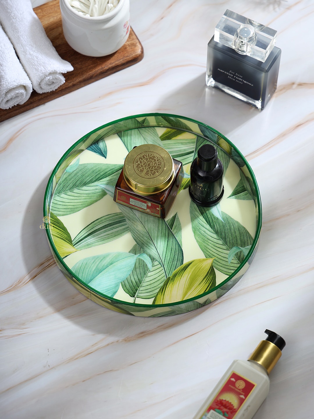 

DULI Green Textured Round Serving Tray