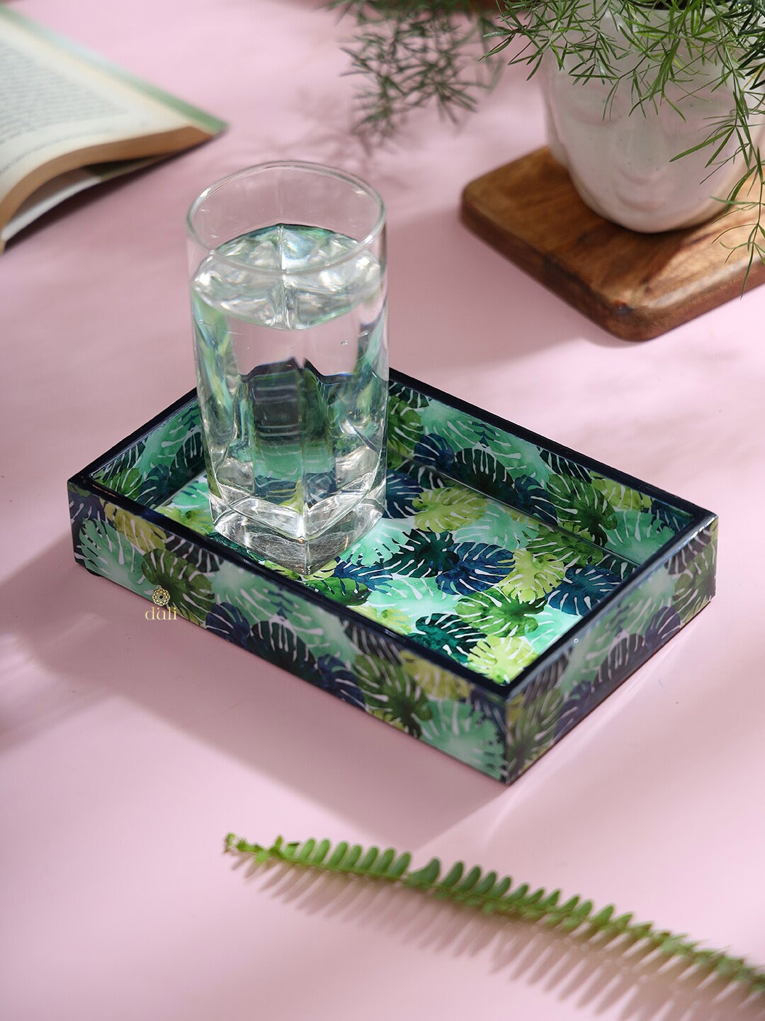

DULI Green Printed Wooden Serving Tray