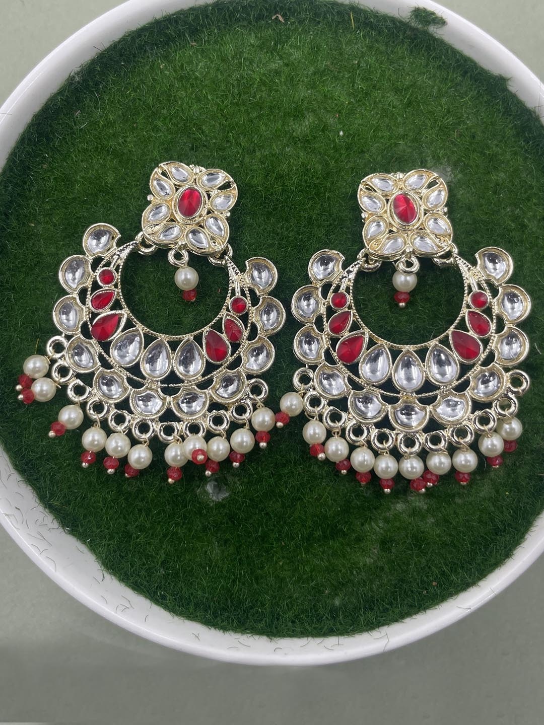 

Rhymee Gold-Plated Floral Chandbali Earrings