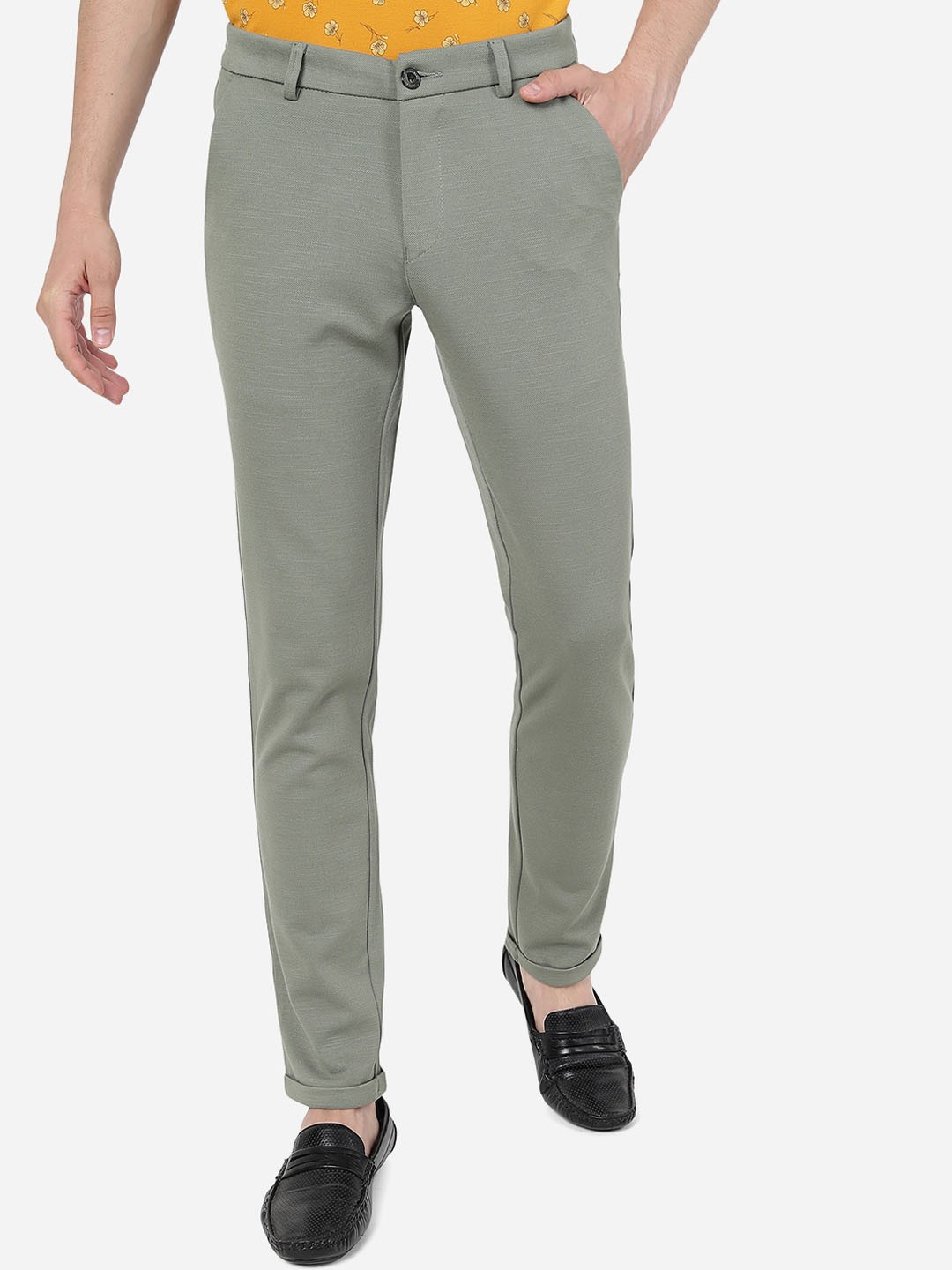 

JADE BLUE Men Mid-Rise Pure Cotton Chinos Trousers, Grey