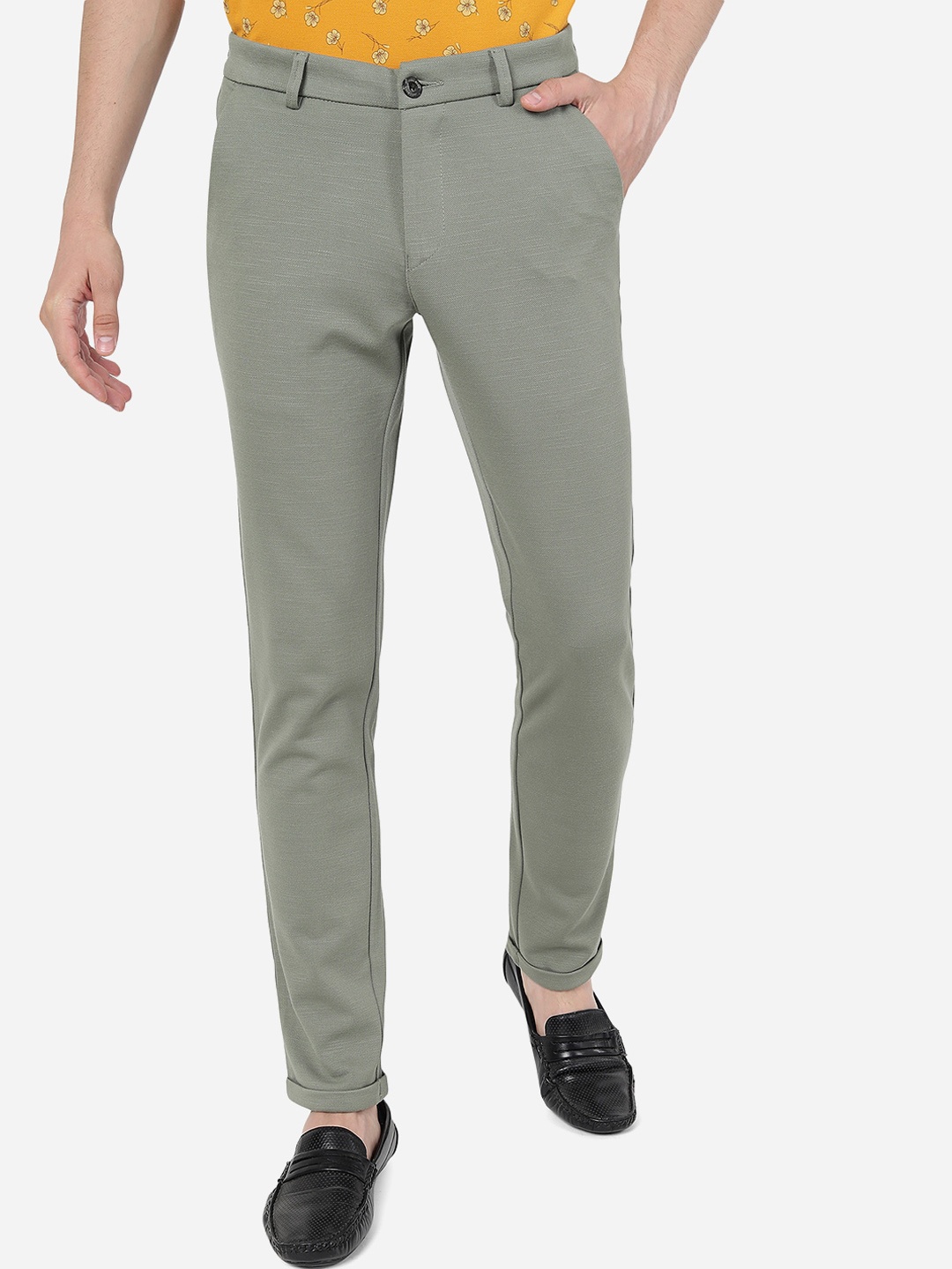 

JADE BLUE Men Mid-Rise Pure Cotton Trousers, Grey