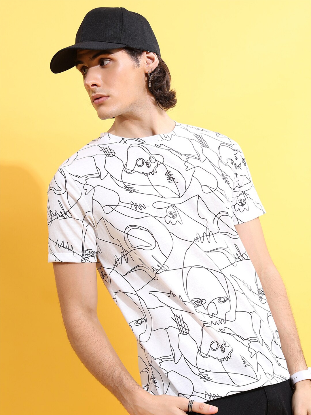 

KETCH Abstract Printed Relax Fit Sports T-shirt, White