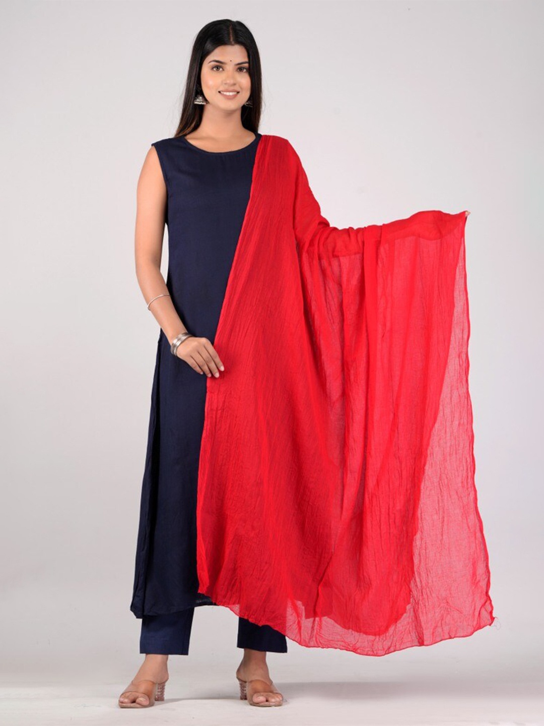 

HERE&NOW Red Cotton Dupatta