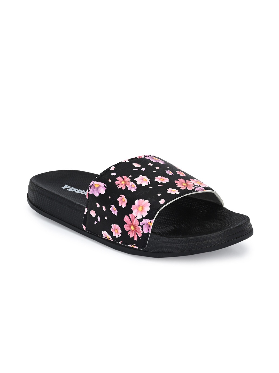 

Yuuki Women Black & Pink Printed Sliders